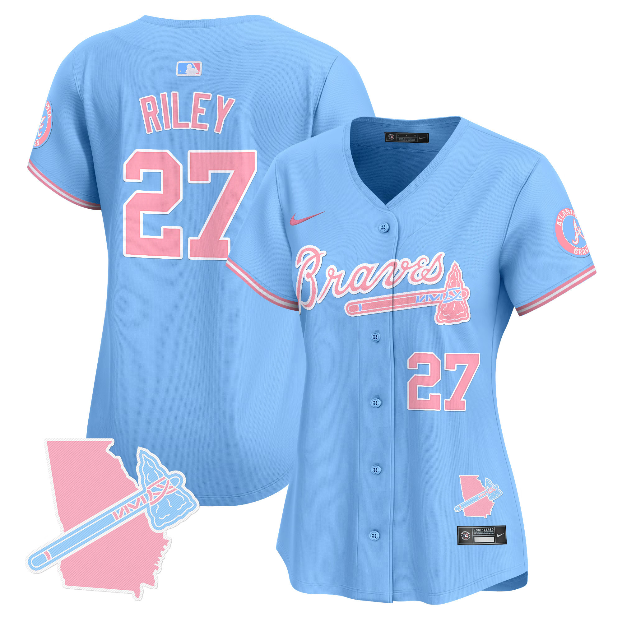 Women's Atlanta Braves Bubblegum Pink Vapor Premier Limited Jersey - All Stitched