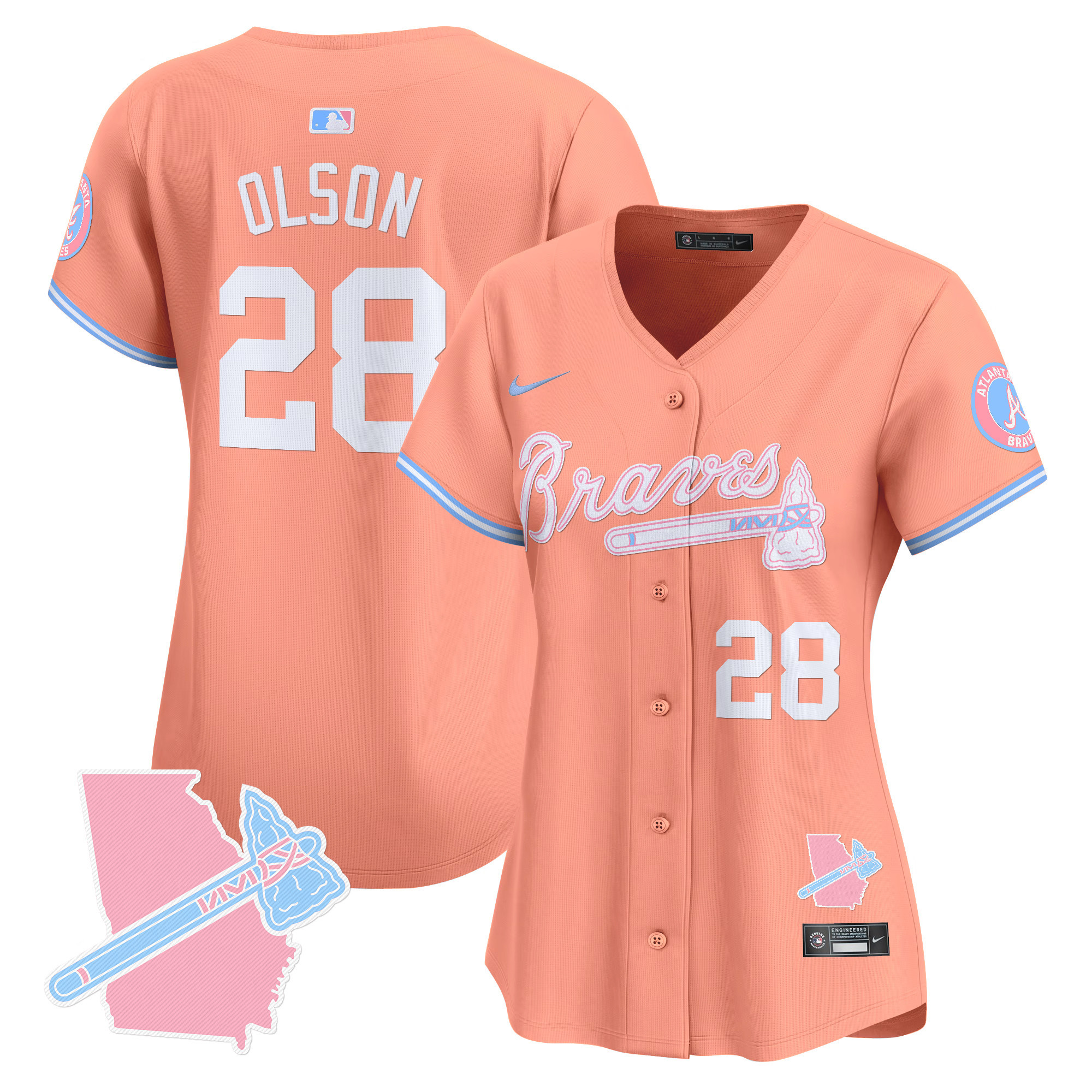 Women's Atlanta Braves Bubblegum Pink Vapor Premier Limited Jersey - All Stitched