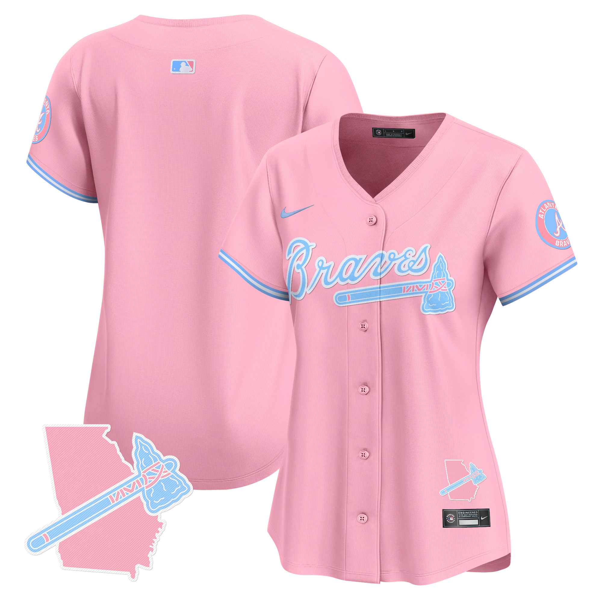 Women's Atlanta Braves Bubblegum Pink Vapor Premier Limited Jersey - All Stitched