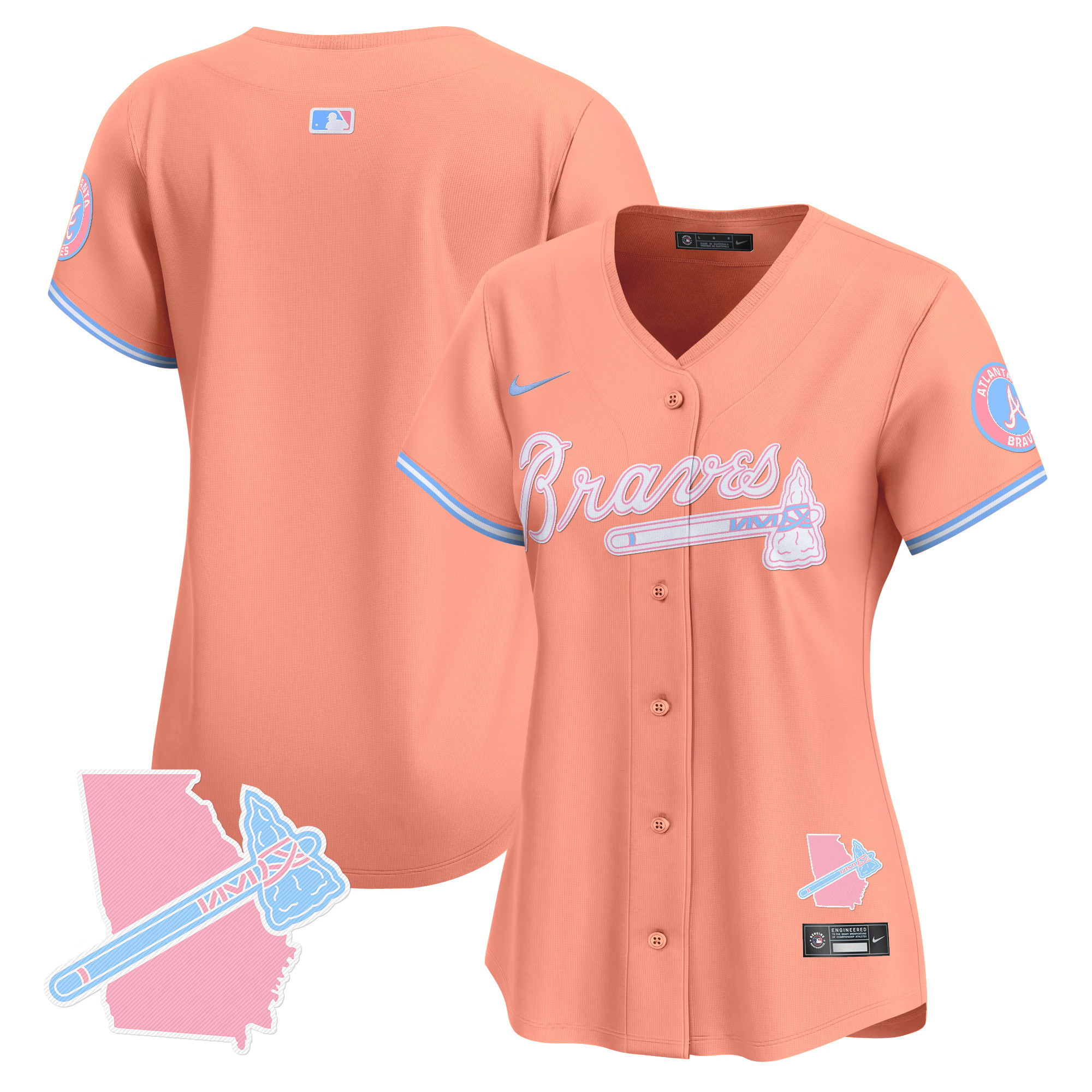 Women's Atlanta Braves Bubblegum Pink Vapor Premier Limited Jersey - All Stitched