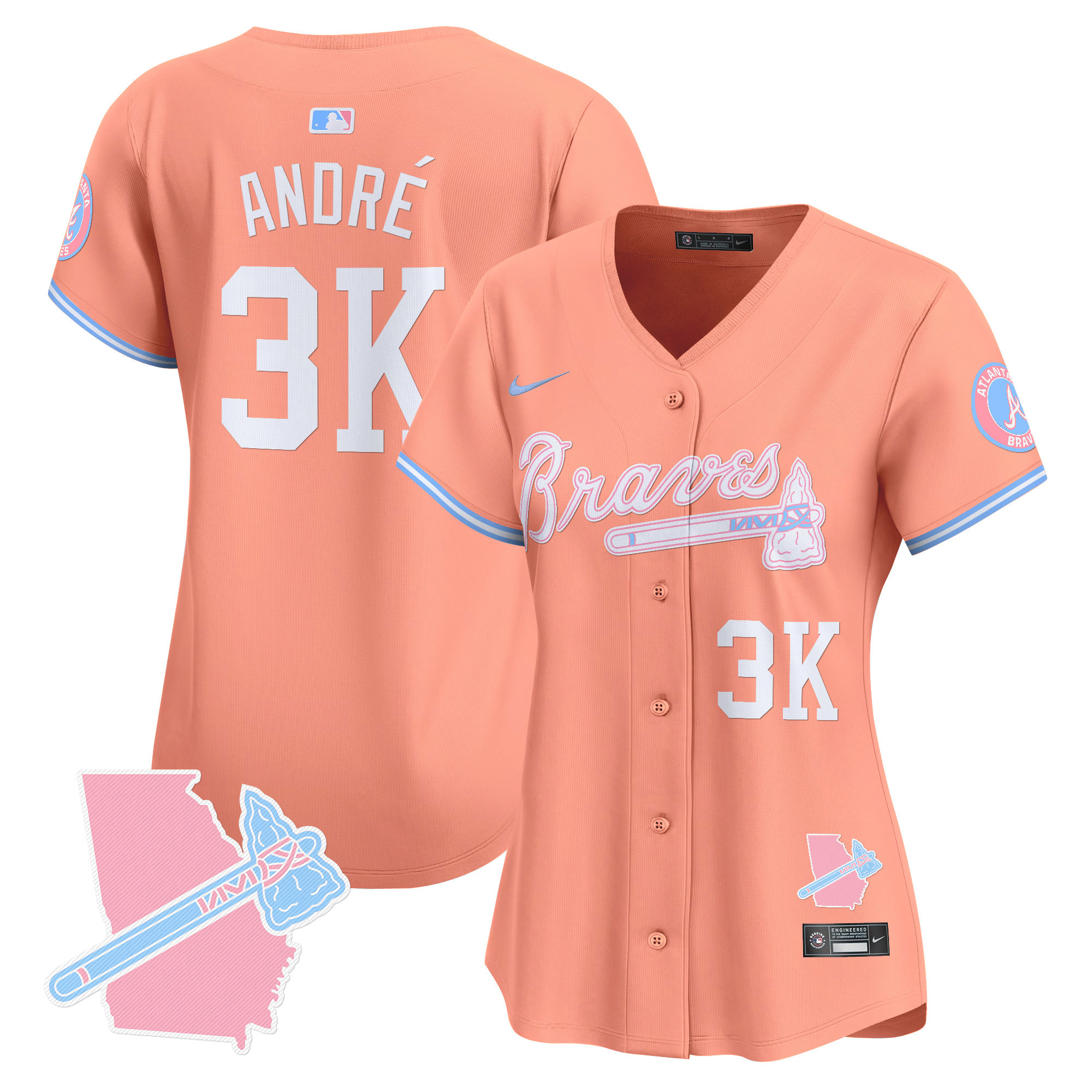 Women's Atlanta Braves Bubblegum Pink Vapor Premier Limited Jersey - All Stitched