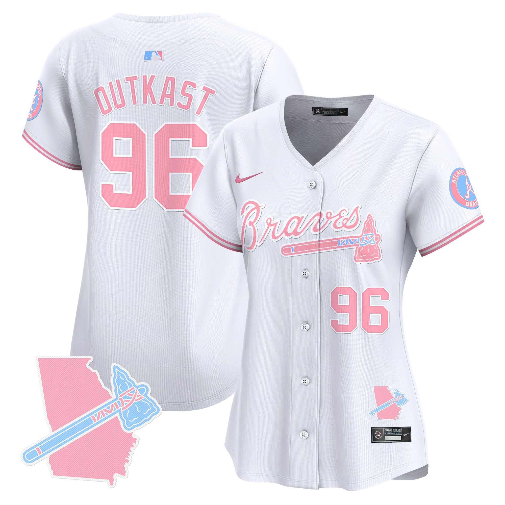 Women's Atlanta Braves Bubblegum Pink Vapor Premier Limited Jersey - All Stitched