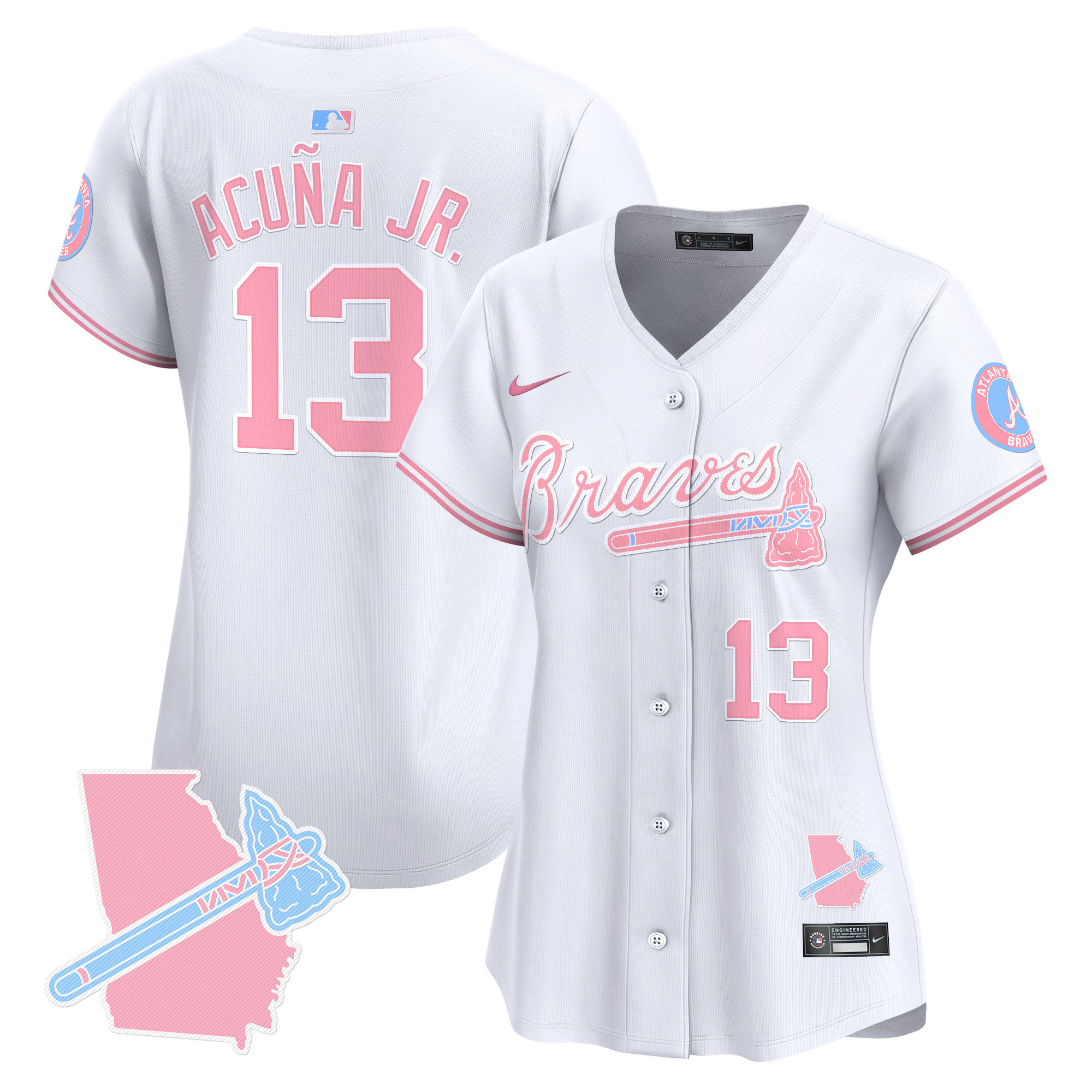 Women's Atlanta Braves Bubblegum Pink Vapor Premier Limited Jersey - All Stitched