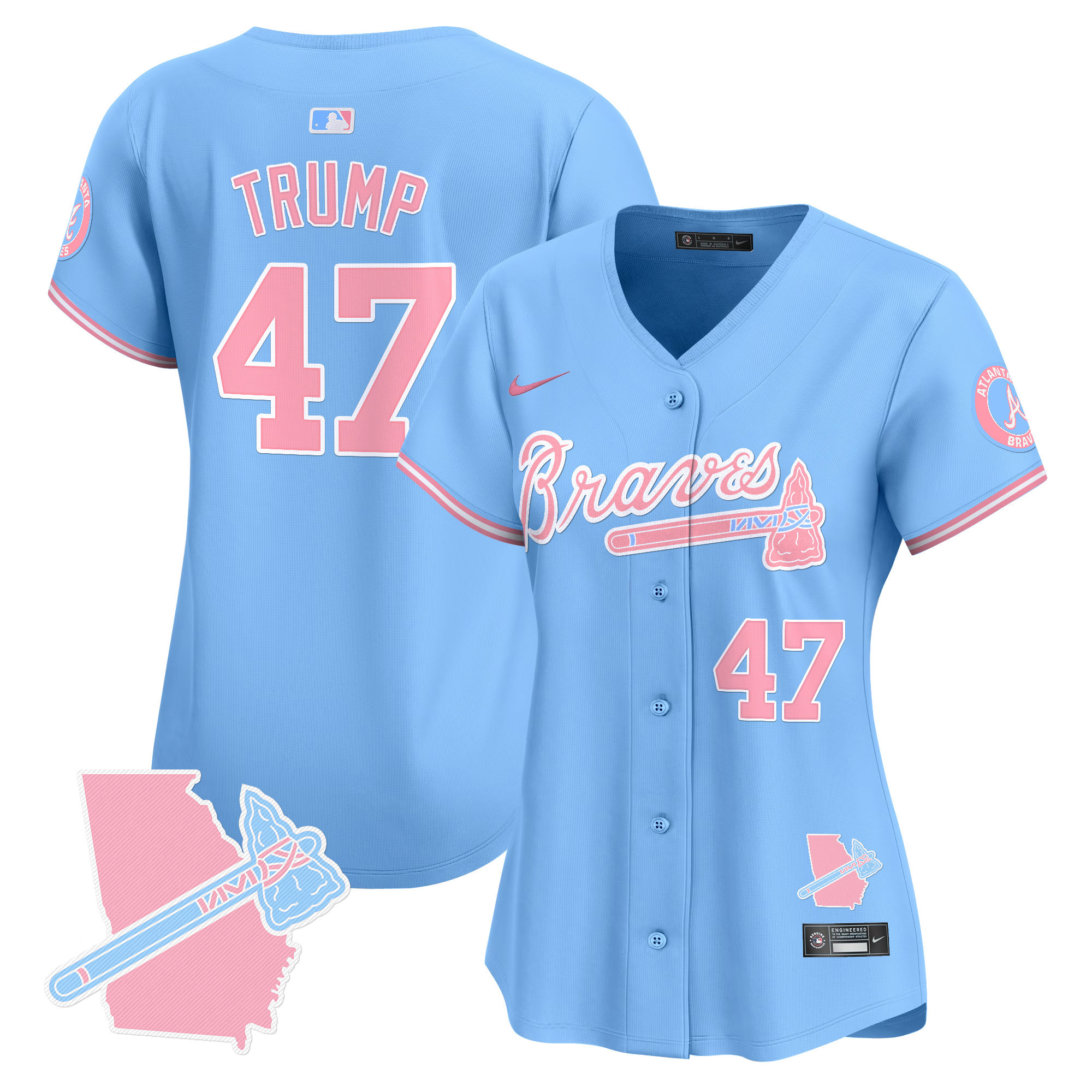 Women's Atlanta Braves Bubblegum Pink Vapor Premier Limited Jersey - All Stitched