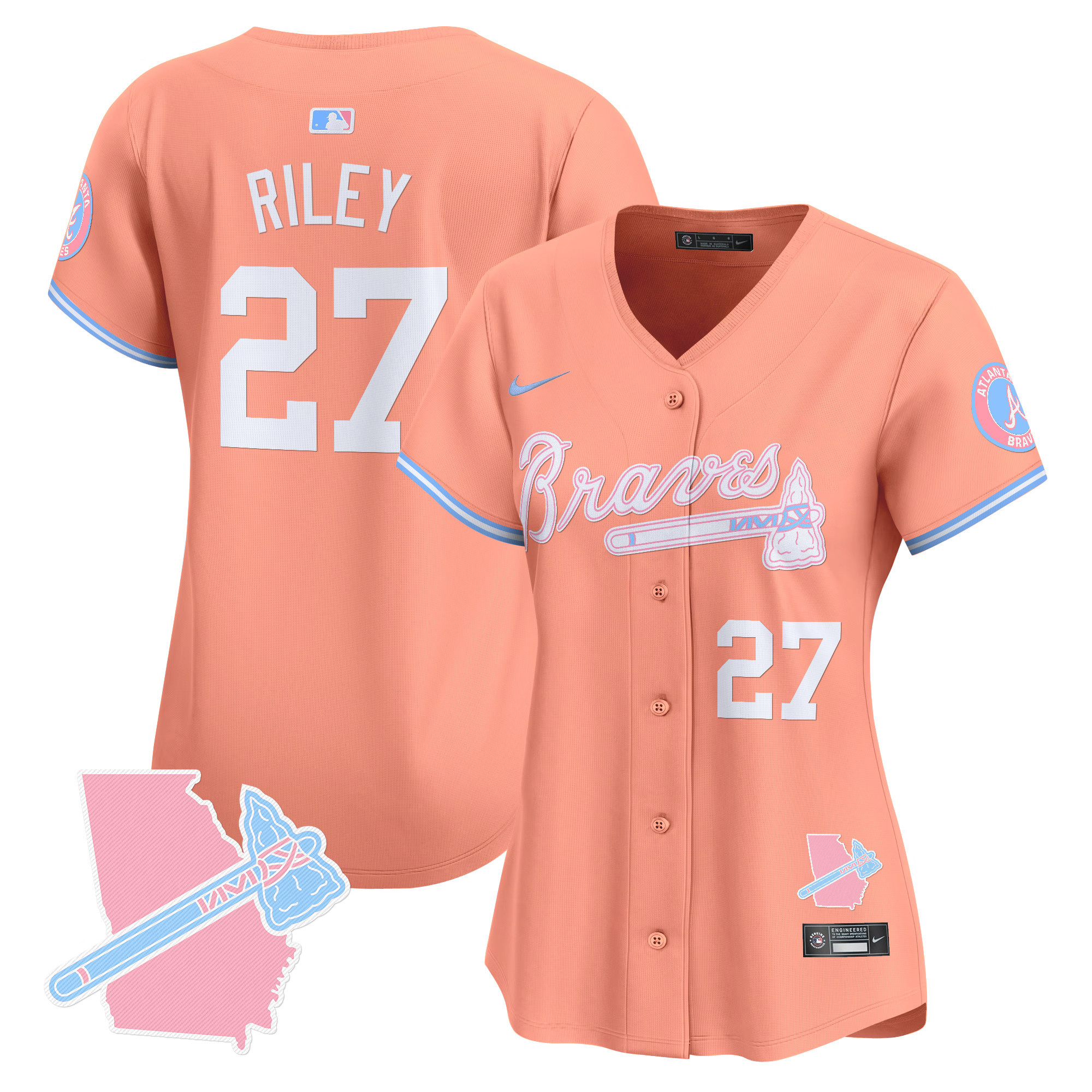 Women's Atlanta Braves Bubblegum Pink Vapor Premier Limited Jersey - All Stitched