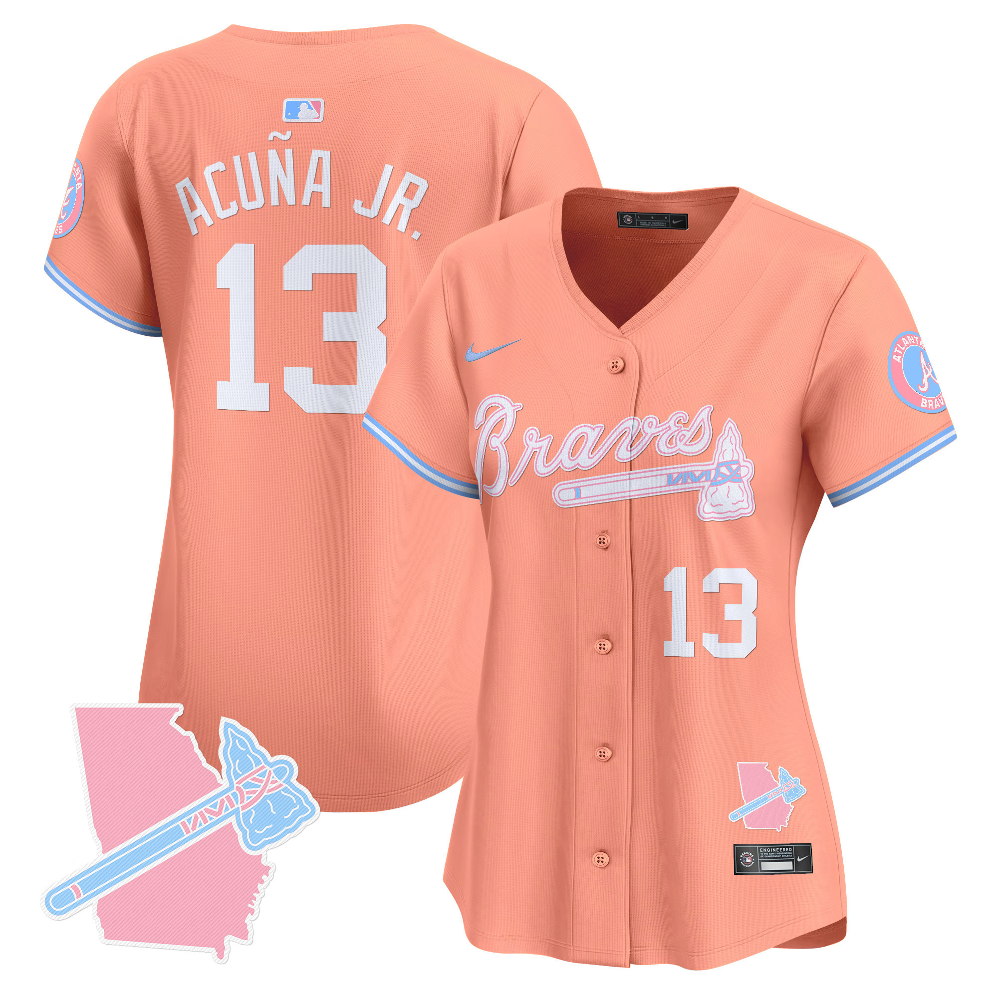 Women's Atlanta Braves Bubblegum Pink Vapor Premier Limited Jersey - All Stitched