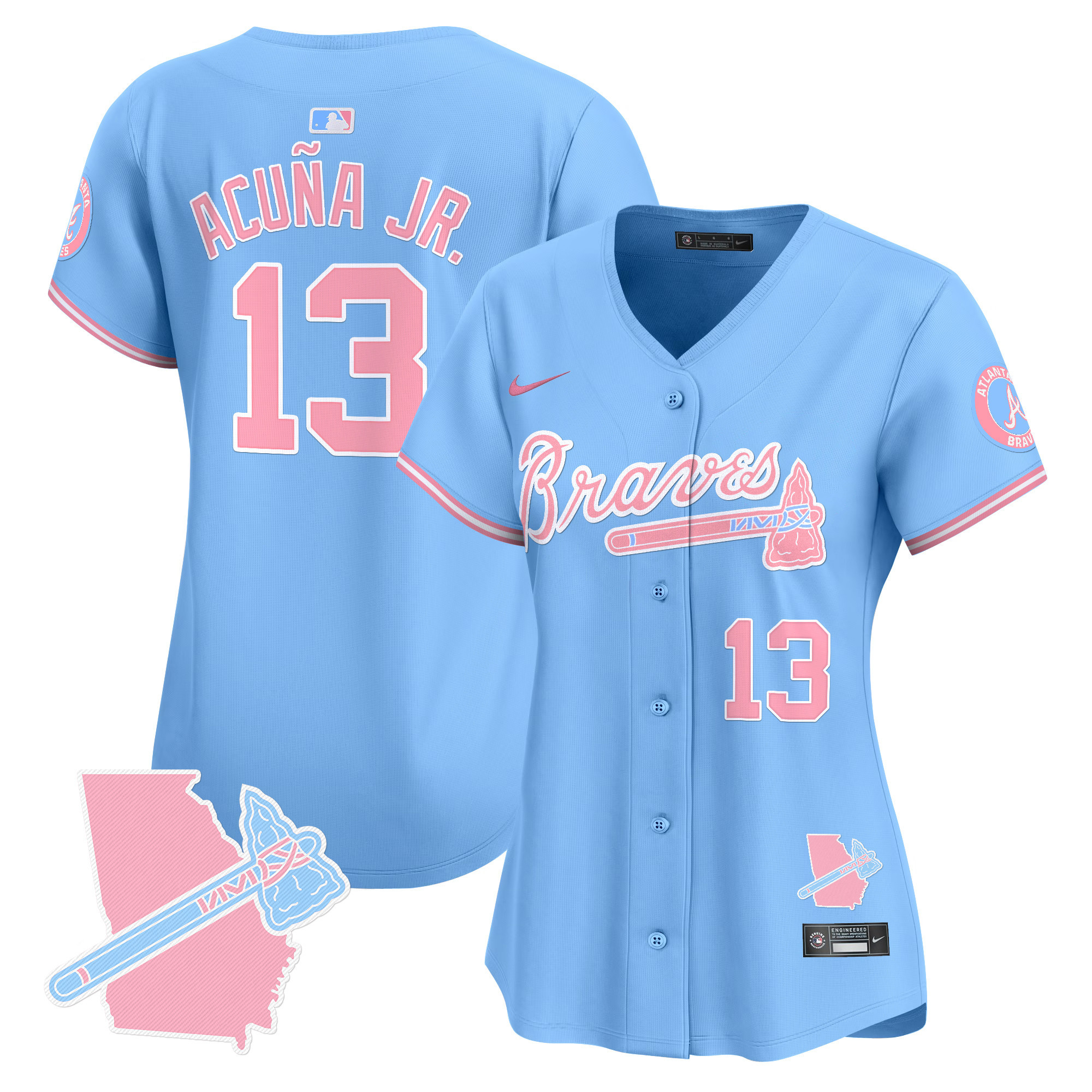 Women's Atlanta Braves Bubblegum Pink Vapor Premier Limited Jersey - All Stitched
