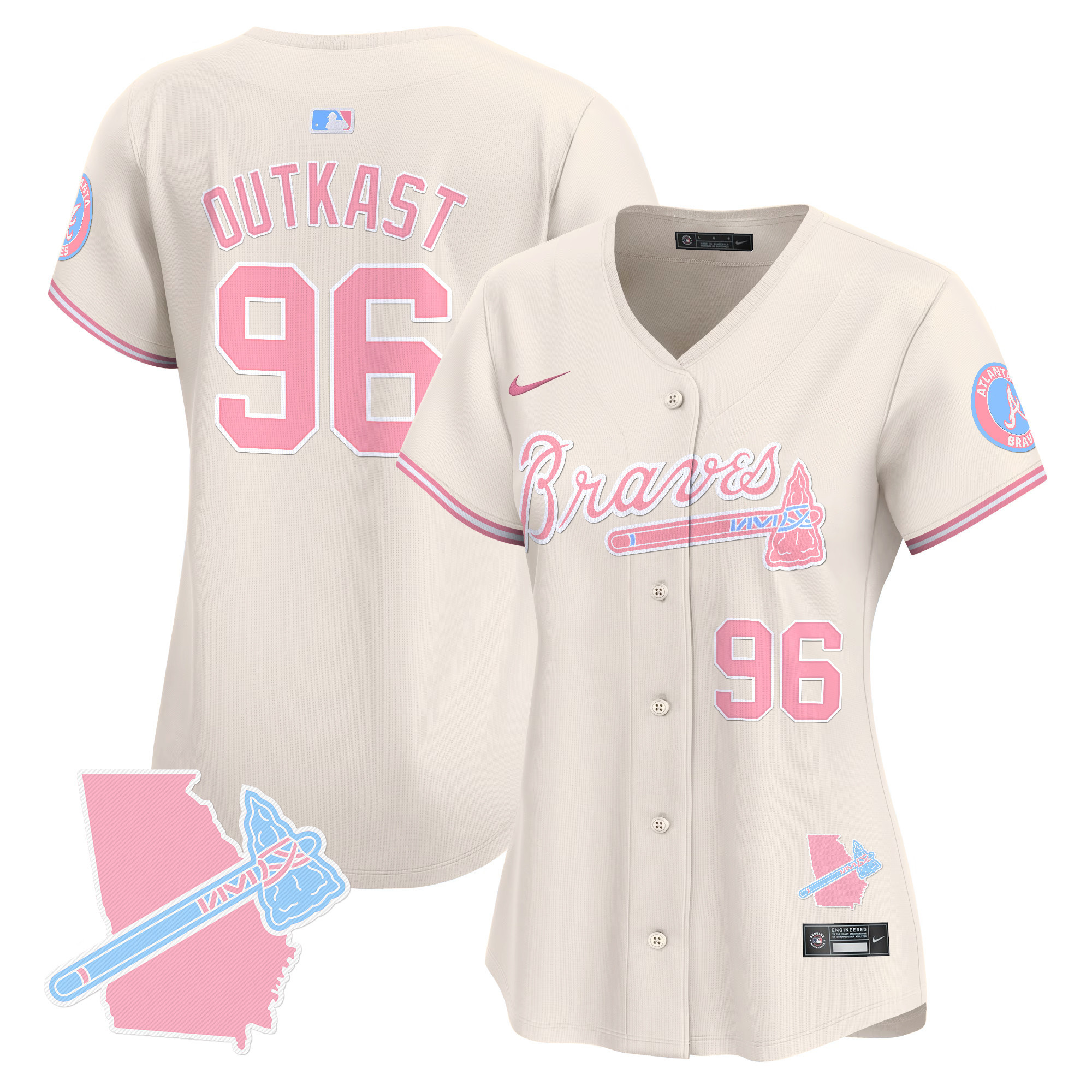 Women's Atlanta Braves Bubblegum Pink Vapor Premier Limited Jersey - All Stitched