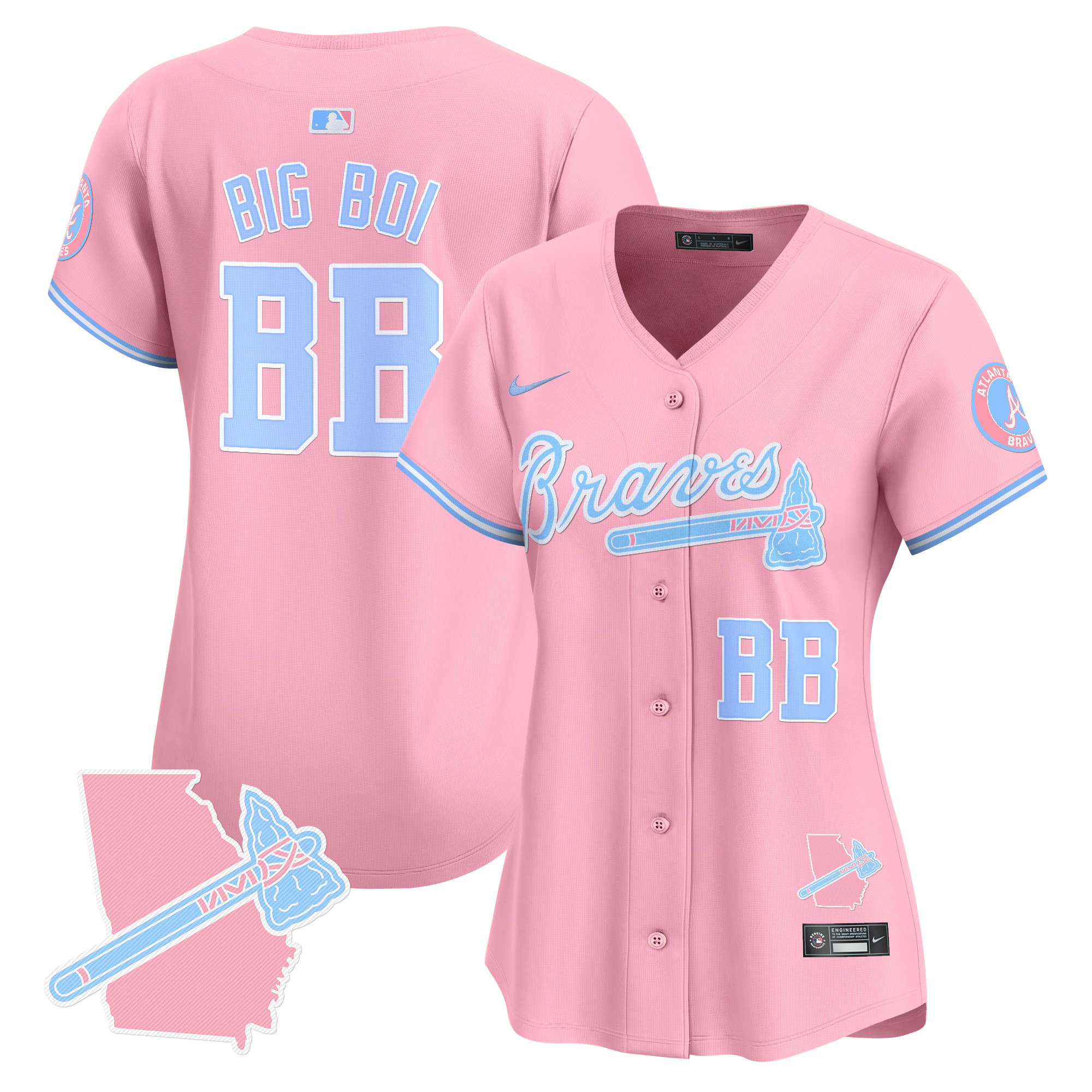 Women's Atlanta Braves Bubblegum Pink Vapor Premier Limited Jersey - All Stitched