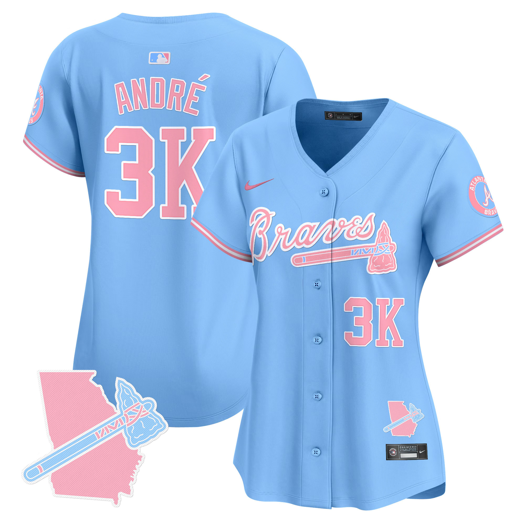 Women's Atlanta Braves Bubblegum Pink Vapor Premier Limited Jersey - All Stitched