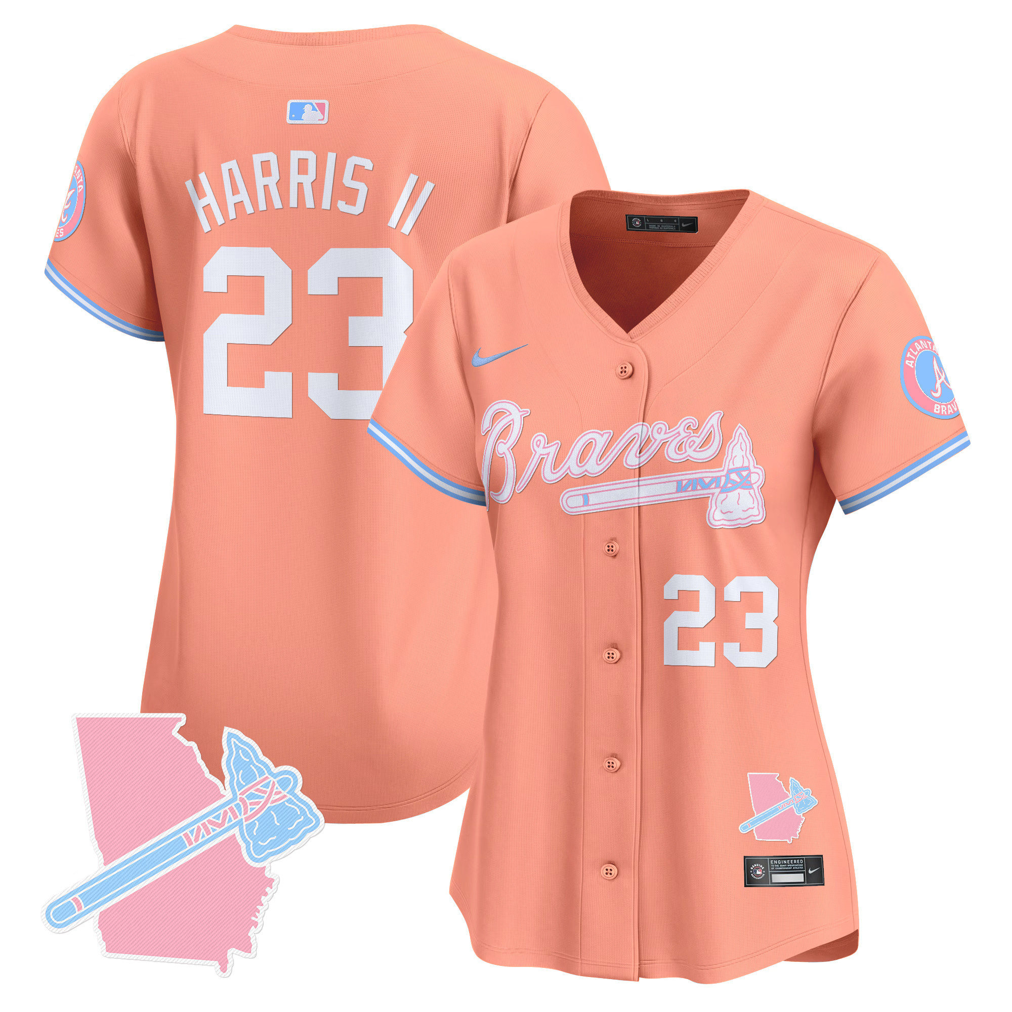 Women's Atlanta Braves Bubblegum Pink Vapor Premier Limited Jersey - All Stitched