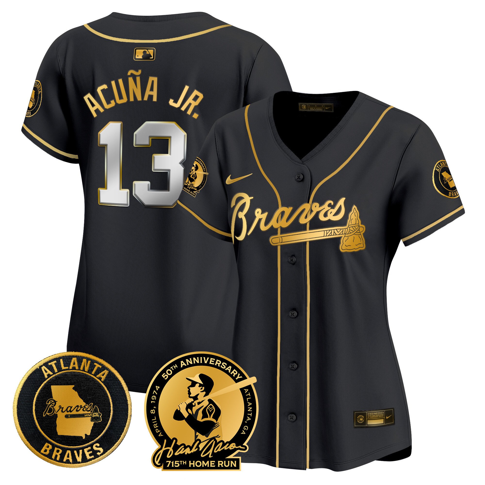 Women's Atlanta Braves Hank Aaron 715th Home Run Patch Vapor Premier Limited Jersey - All Stitched