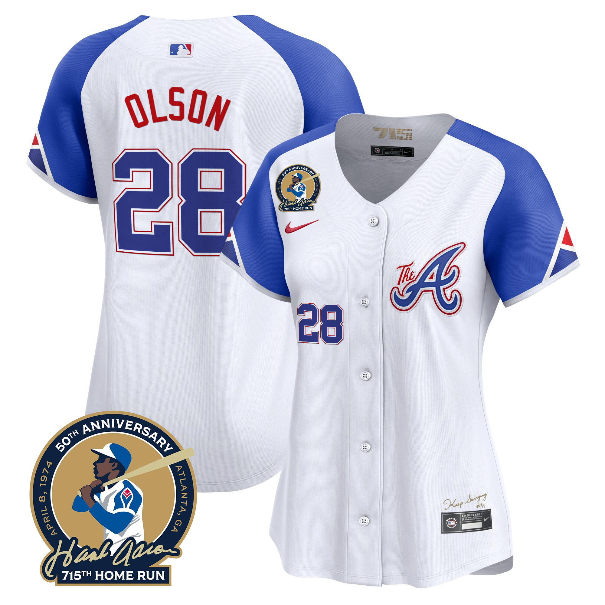 Women's Atlanta Braves Hank Aaron 715th Home Run Patch Vapor Premier Limited Jersey V2 - All Stitched