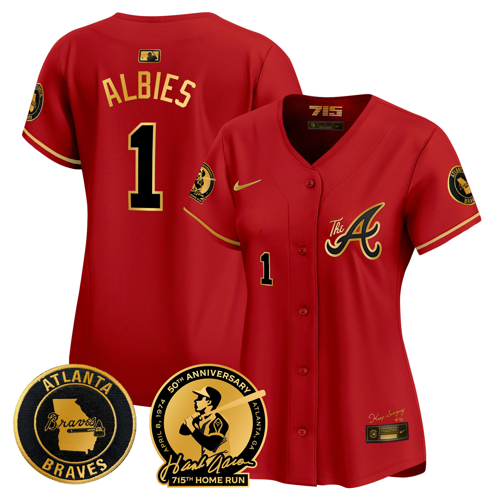 Women's Atlanta Braves Hank Aaron 715th Home Run Patch Vapor Premier Limited Jersey V2 - All Stitched