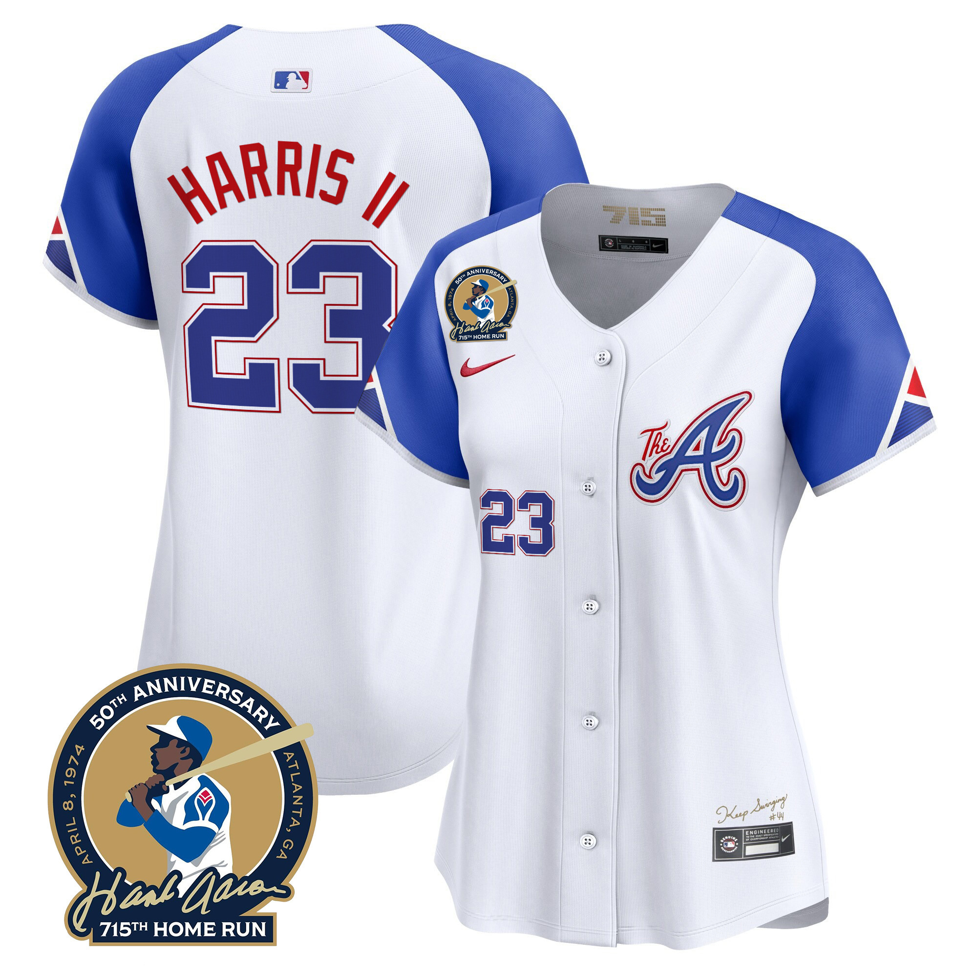 Women's Atlanta Braves Hank Aaron 715th Home Run Patch Vapor Premier Limited Jersey V2 - All Stitched