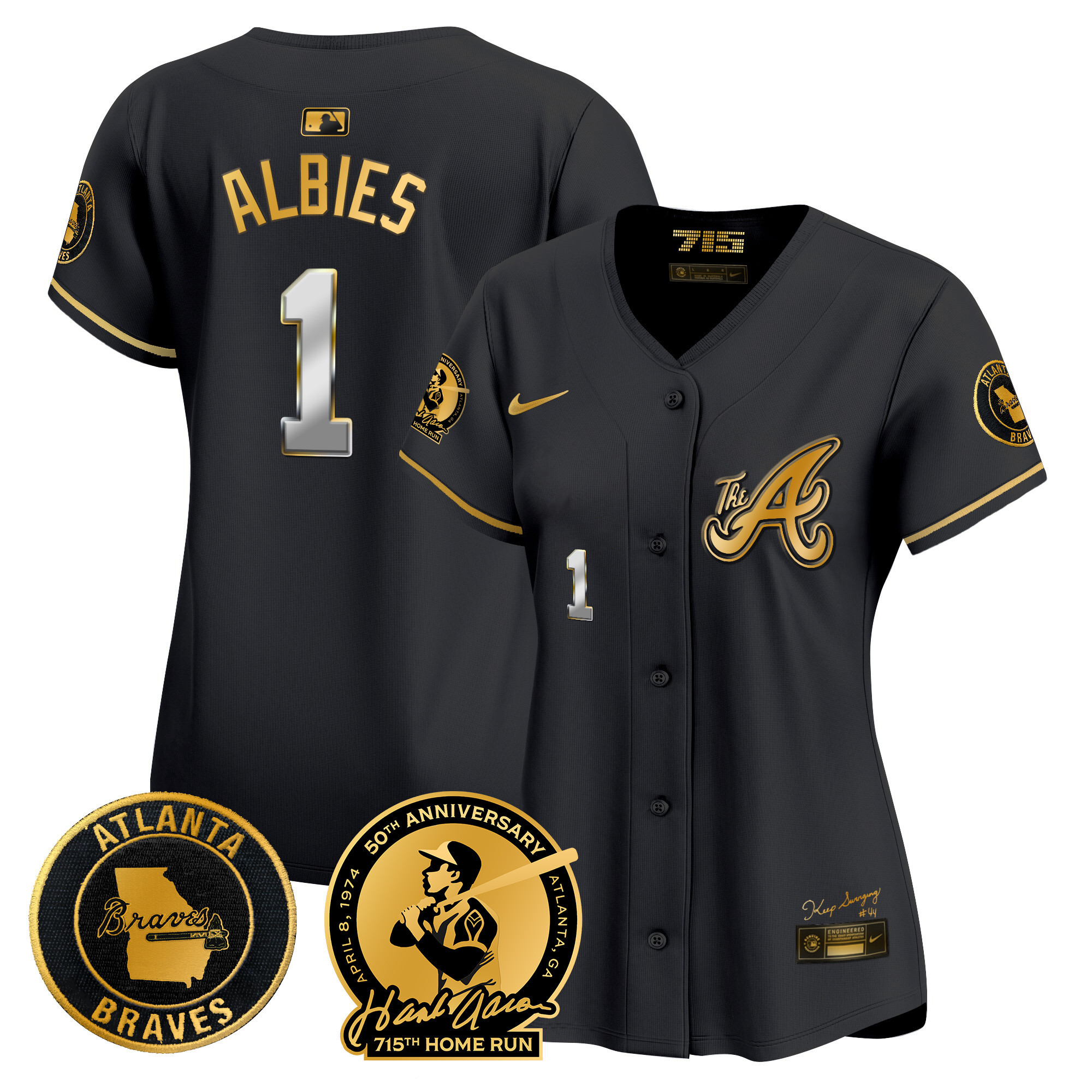 Women's Atlanta Braves Hank Aaron 715th Home Run Patch Vapor Premier Limited Jersey V2 - All Stitched