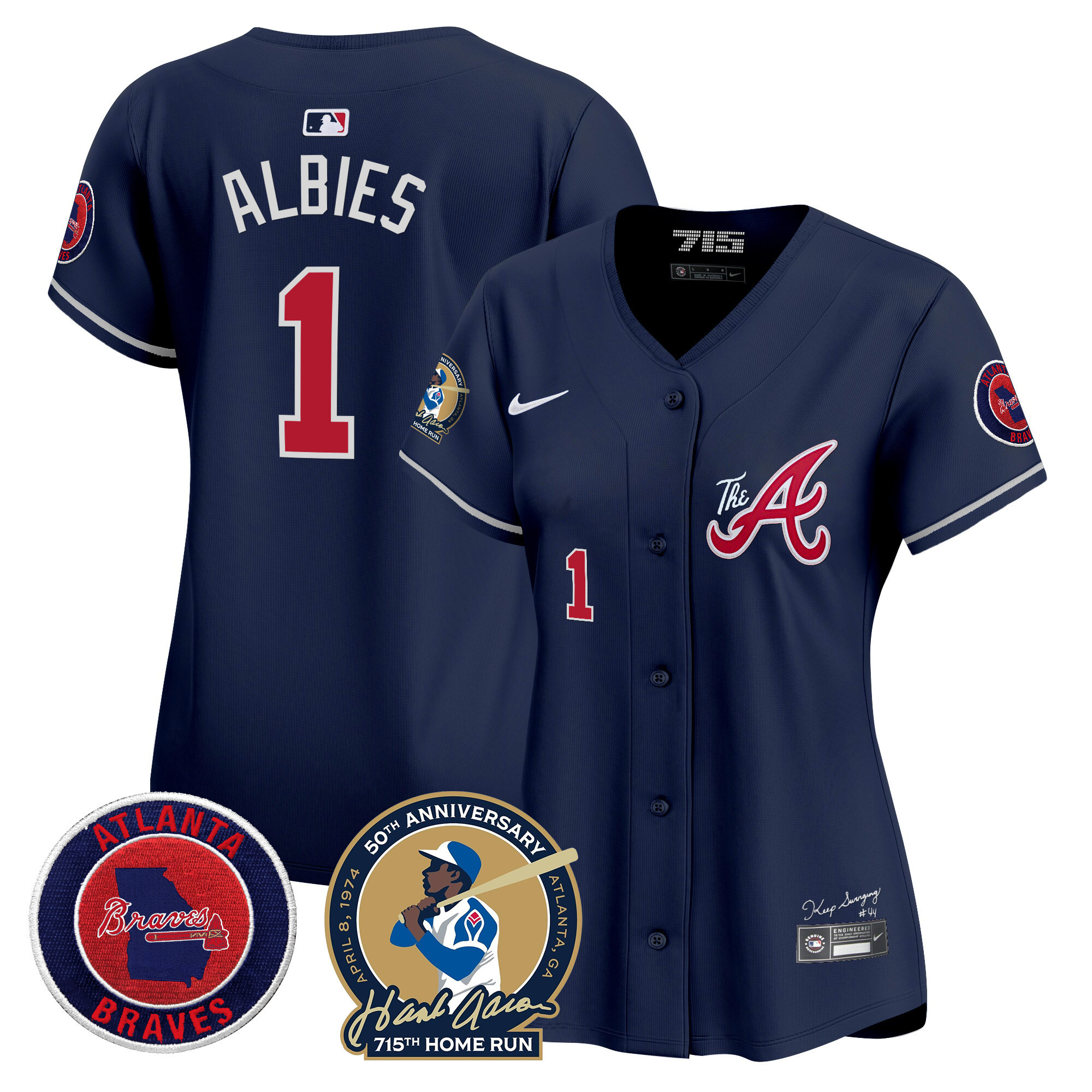 Women's Atlanta Braves Hank Aaron 715th Home Run Patch Vapor Premier Limited Jersey V2 - All Stitched