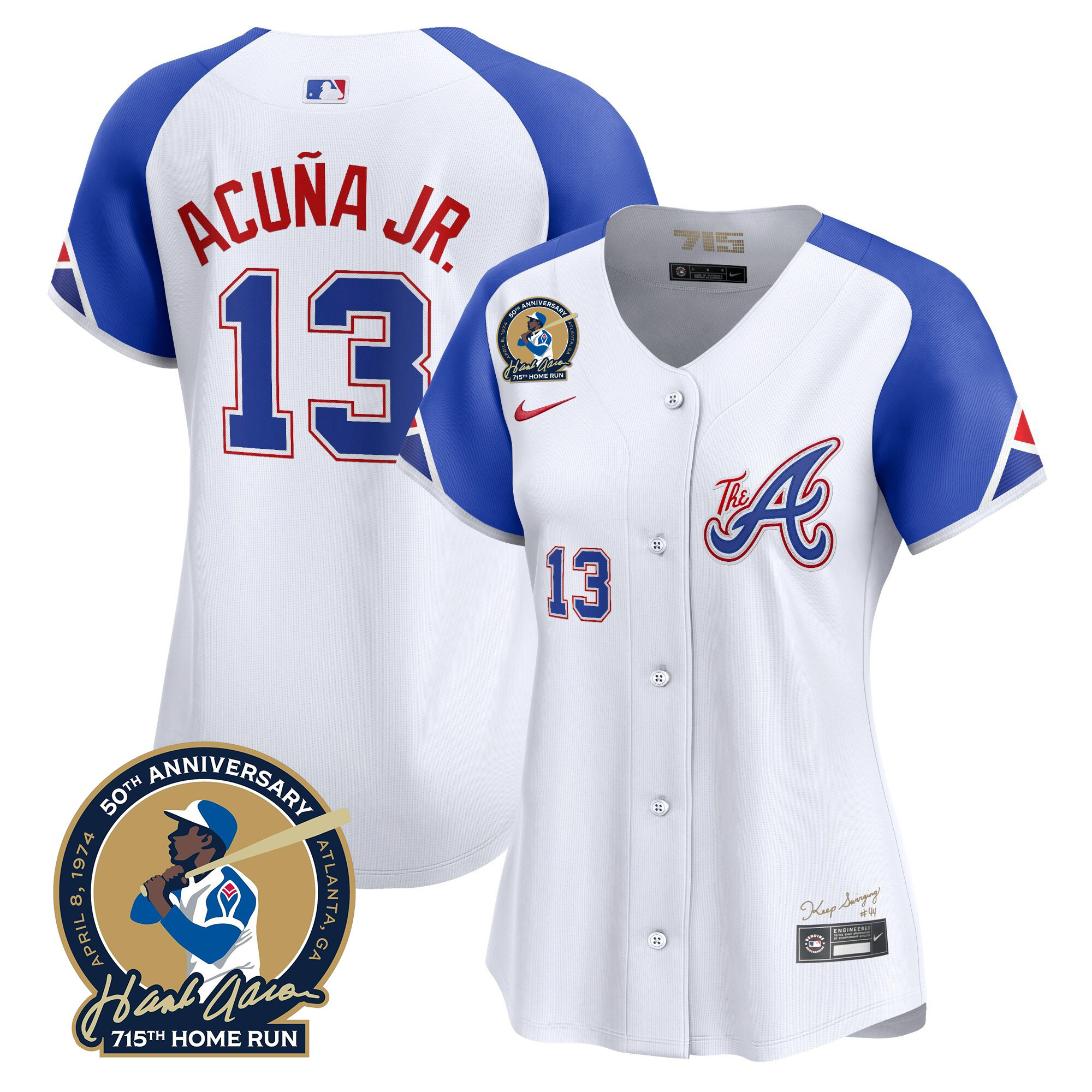 Women's Atlanta Braves Hank Aaron 715th Home Run Patch Vapor Premier Limited Jersey V2 - All Stitched