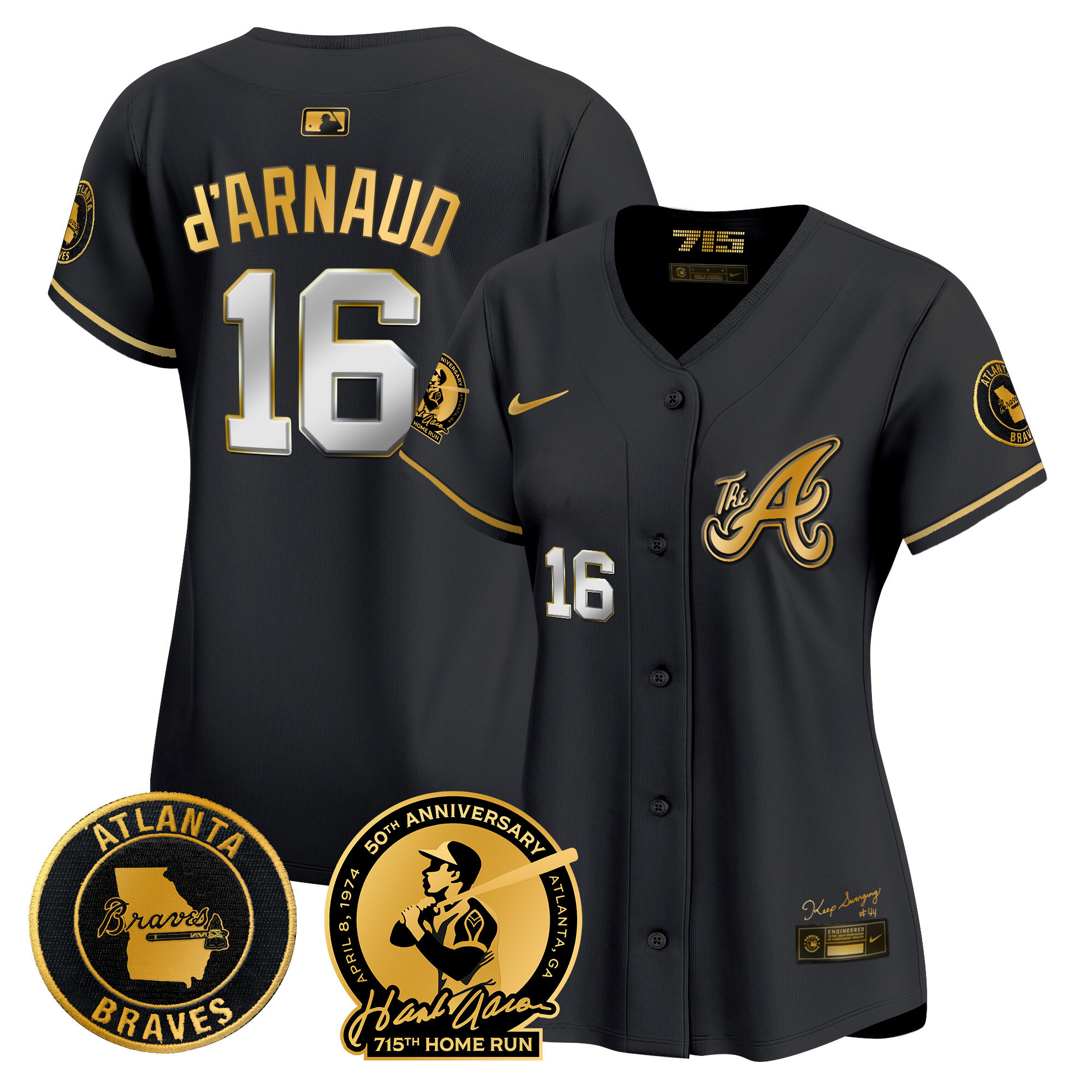 Women's Atlanta Braves Hank Aaron 715th Home Run Patch Vapor Premier Limited Jersey V2 - All Stitched