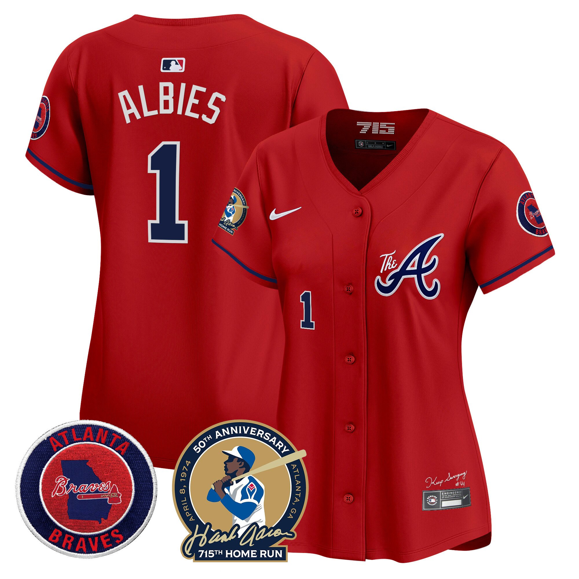 Women's Atlanta Braves Hank Aaron 715th Home Run Patch Vapor Premier Limited Jersey V2 - All Stitched