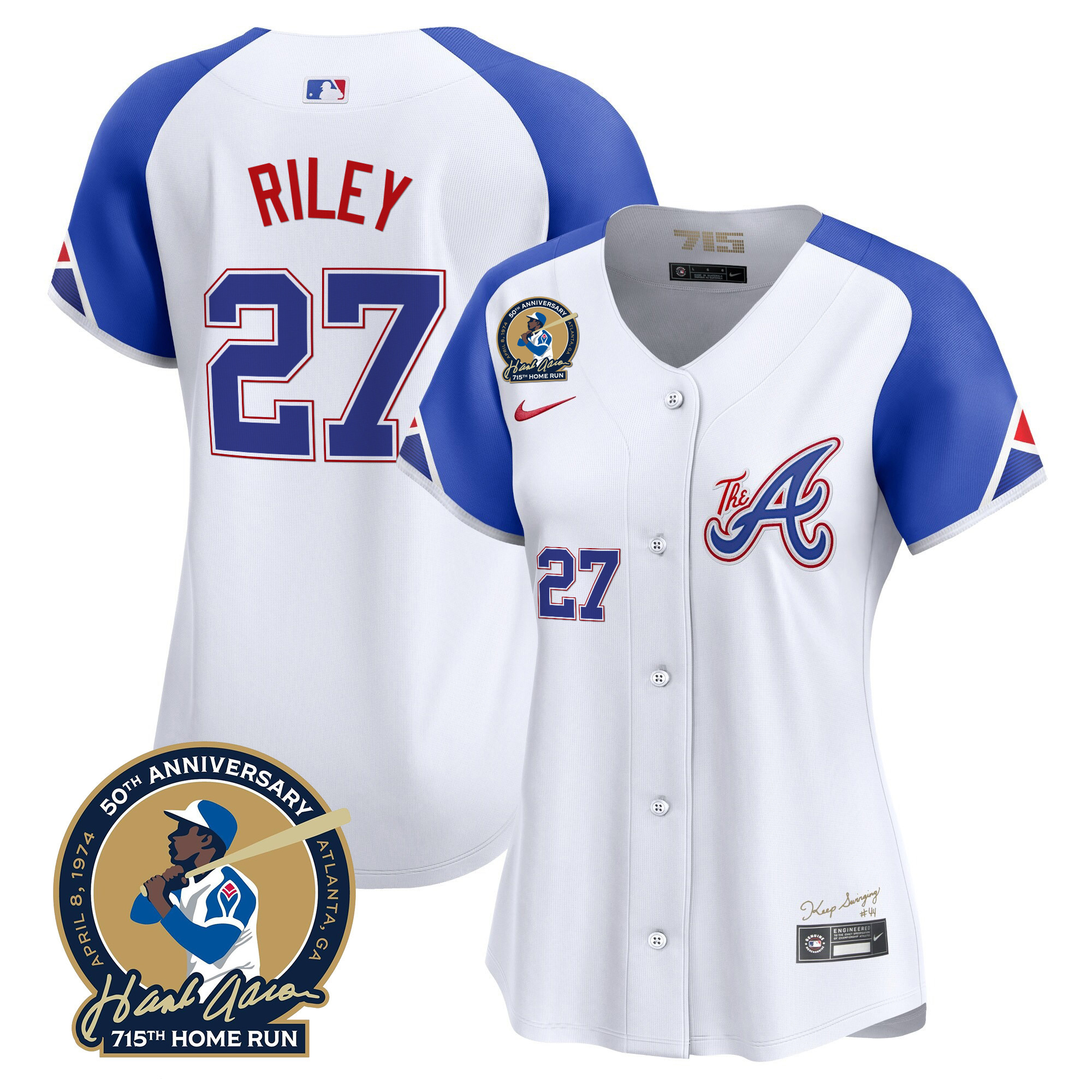 Women's Atlanta Braves Hank Aaron 715th Home Run Patch Vapor Premier Limited Jersey V2 - All Stitched