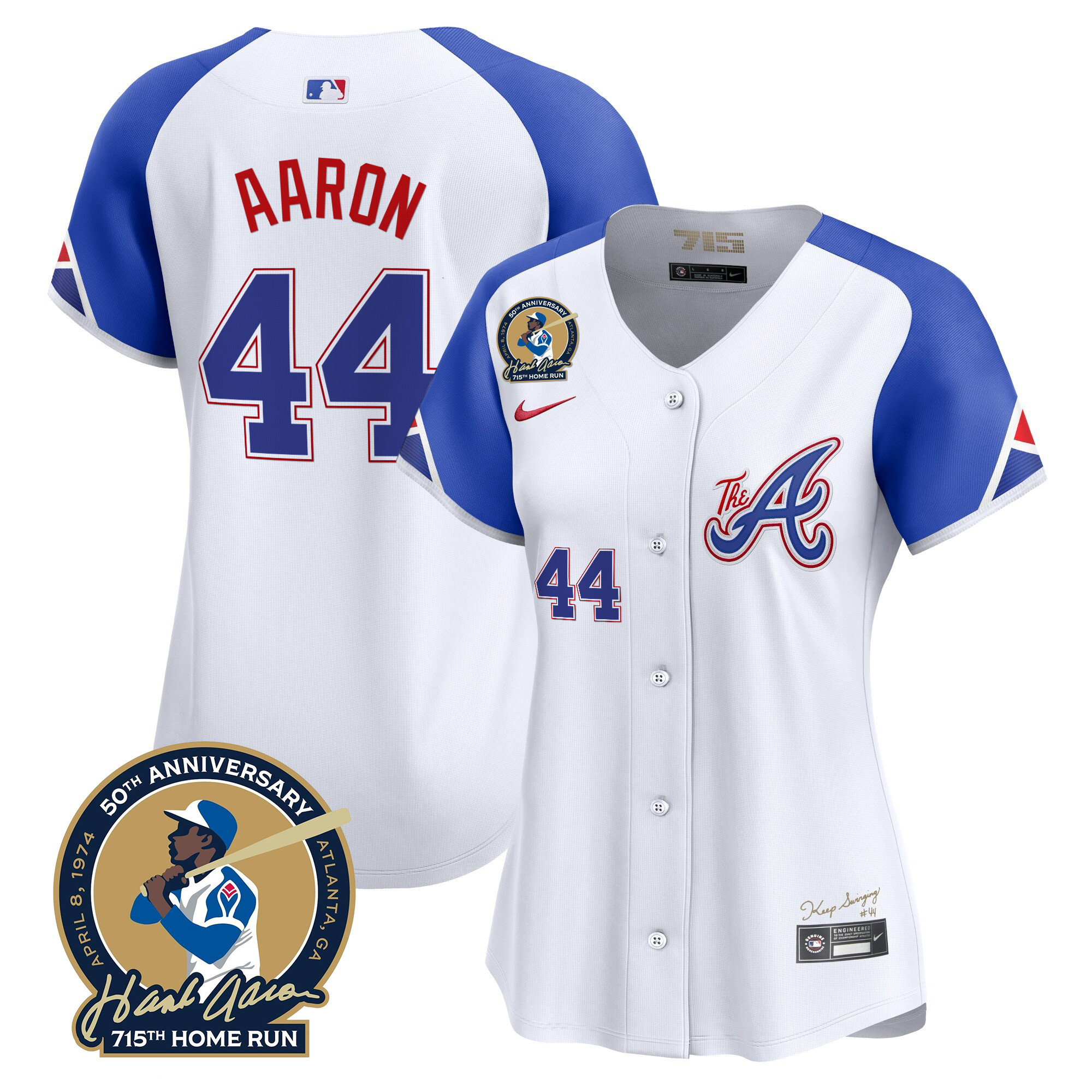 Women's Atlanta Braves Hank Aaron 715th Home Run Patch Vapor Premier Limited Jersey V2 - All Stitched
