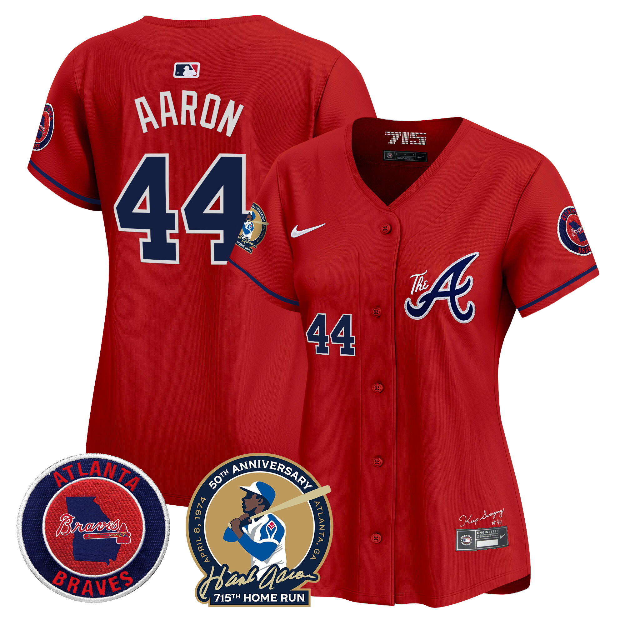 Women's Atlanta Braves Hank Aaron 715th Home Run Patch Vapor Premier Limited Jersey V2 - All Stitched