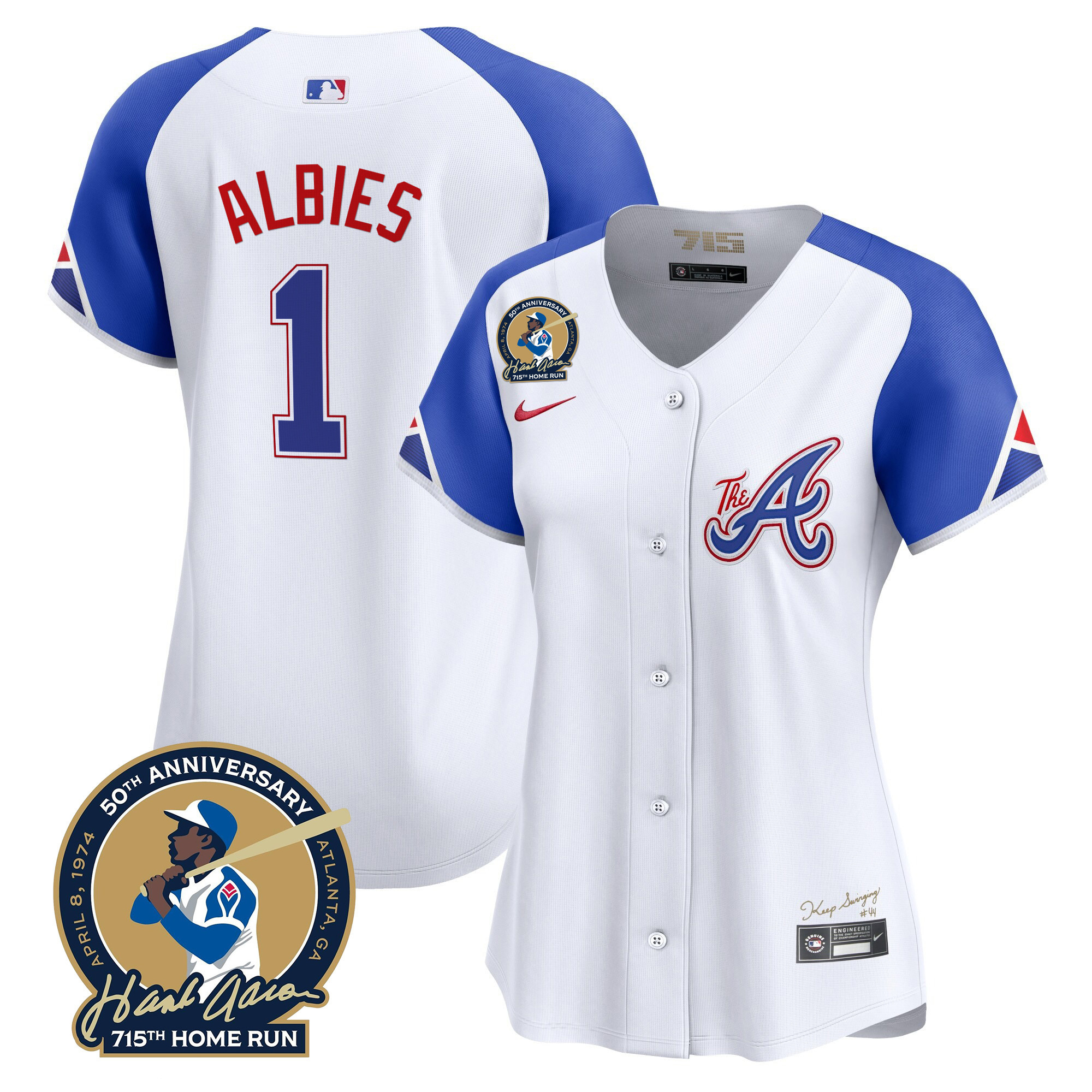 Women's Atlanta Braves Hank Aaron 715th Home Run Patch Vapor Premier Limited Jersey V2 - All Stitched