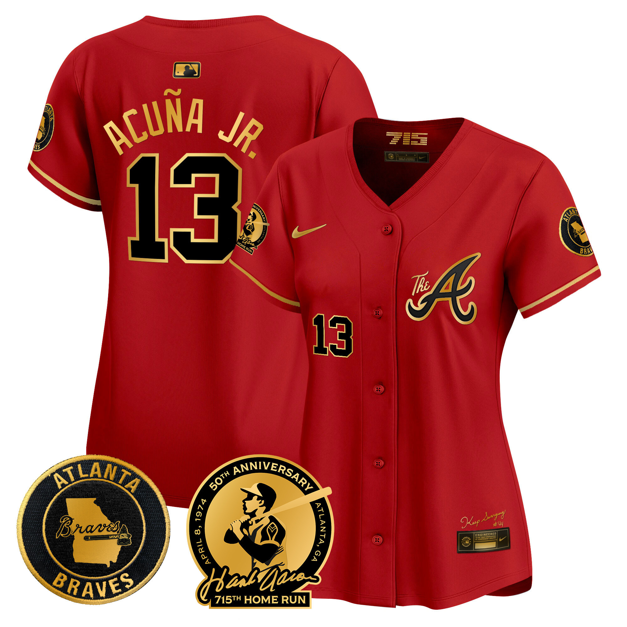 Women's Atlanta Braves Hank Aaron 715th Home Run Patch Vapor Premier Limited Jersey V2 - All Stitched