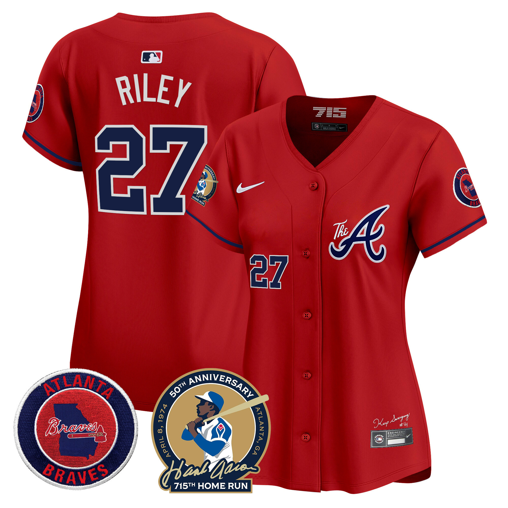 Women's Atlanta Braves Hank Aaron 715th Home Run Patch Vapor Premier Limited Jersey V2 - All Stitched
