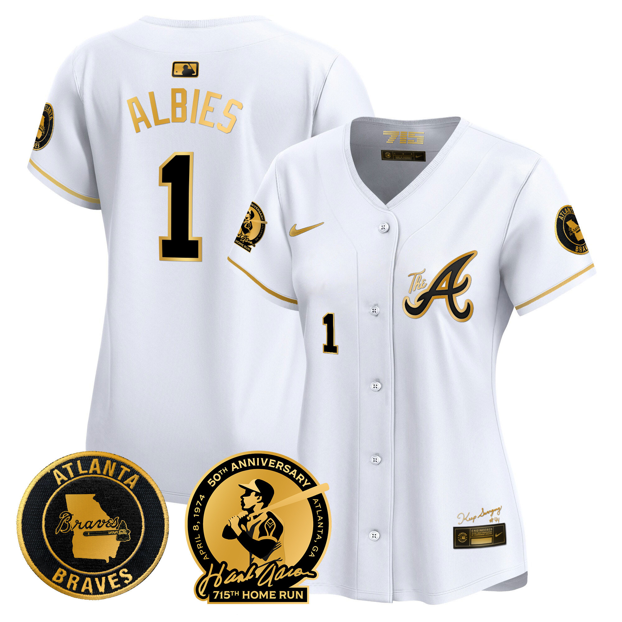 Women's Atlanta Braves Hank Aaron 715th Home Run Patch Vapor Premier Limited Jersey V2 - All Stitched