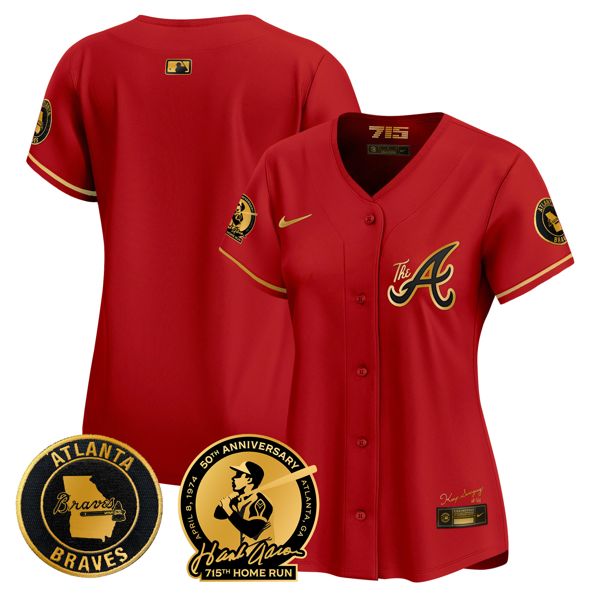 Women's Atlanta Braves Hank Aaron 715th Home Run Patch Vapor Premier Limited Jersey V2 - All Stitched