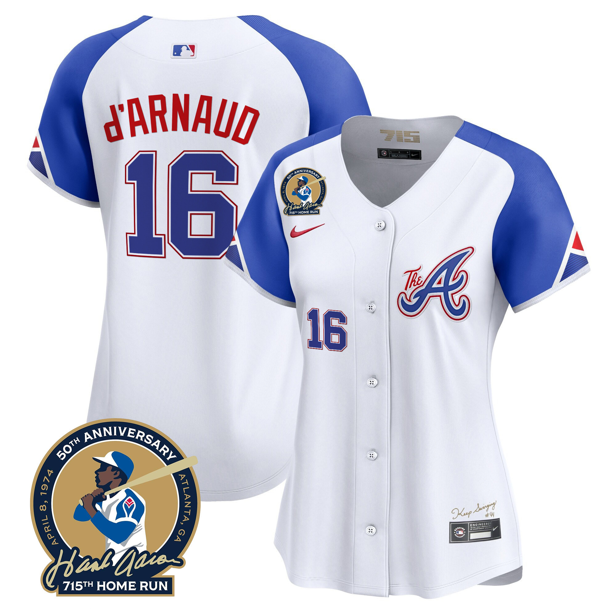 Women's Atlanta Braves Hank Aaron 715th Home Run Patch Vapor Premier Limited Jersey V2 - All Stitched