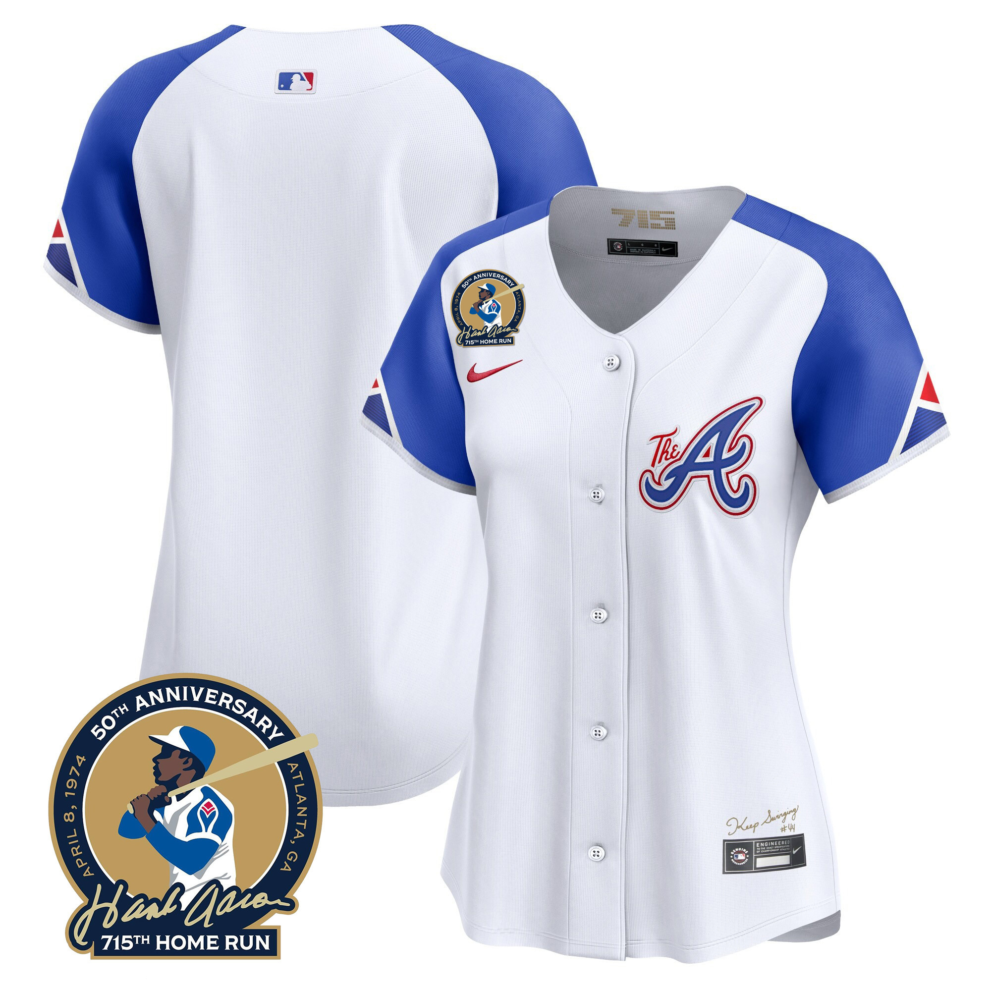 Women's Atlanta Braves Hank Aaron 715th Home Run Patch Vapor Premier Limited Jersey V2 - All Stitched