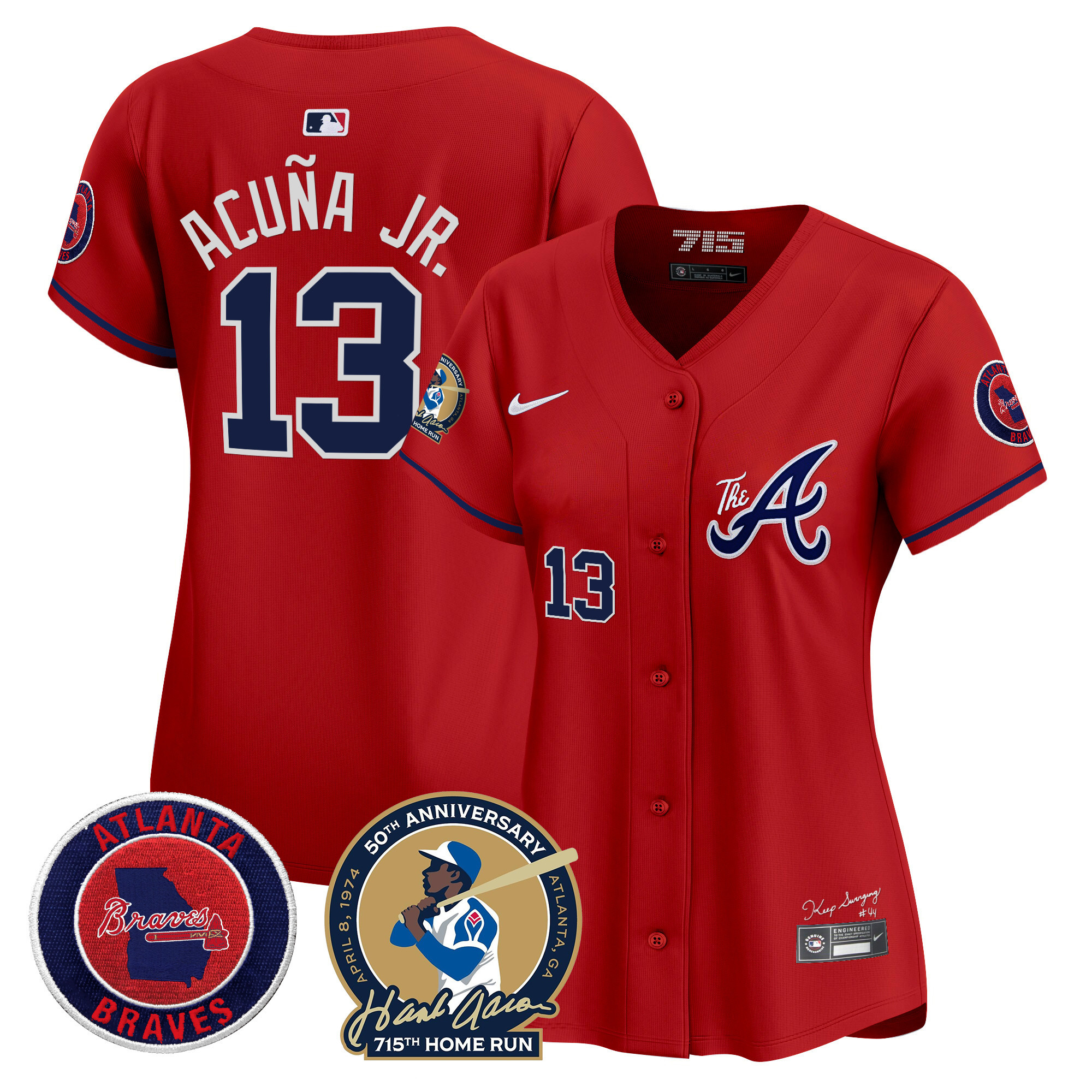 Women's Atlanta Braves Hank Aaron 715th Home Run Patch Vapor Premier Limited Jersey V2 - All Stitched