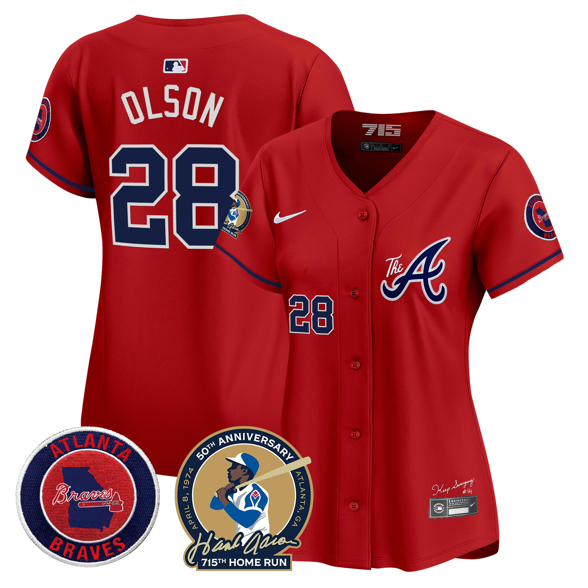 Women's Atlanta Braves Hank Aaron 715th Home Run Patch Vapor Premier Limited Jersey V2 - All Stitched