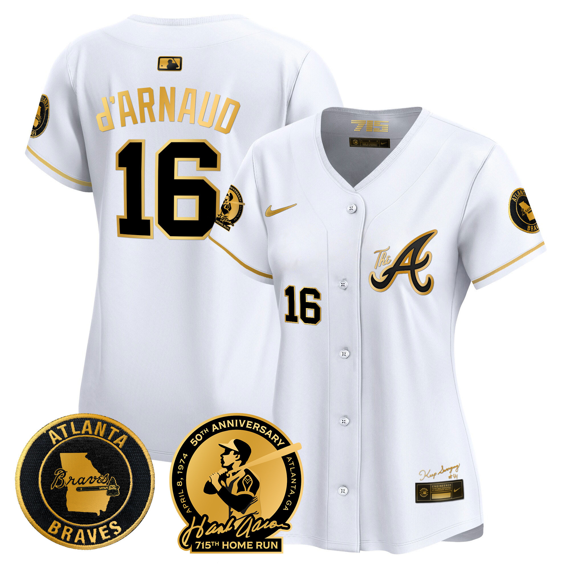 Women's Atlanta Braves Hank Aaron 715th Home Run Patch Vapor Premier Limited Jersey V2 - All Stitched