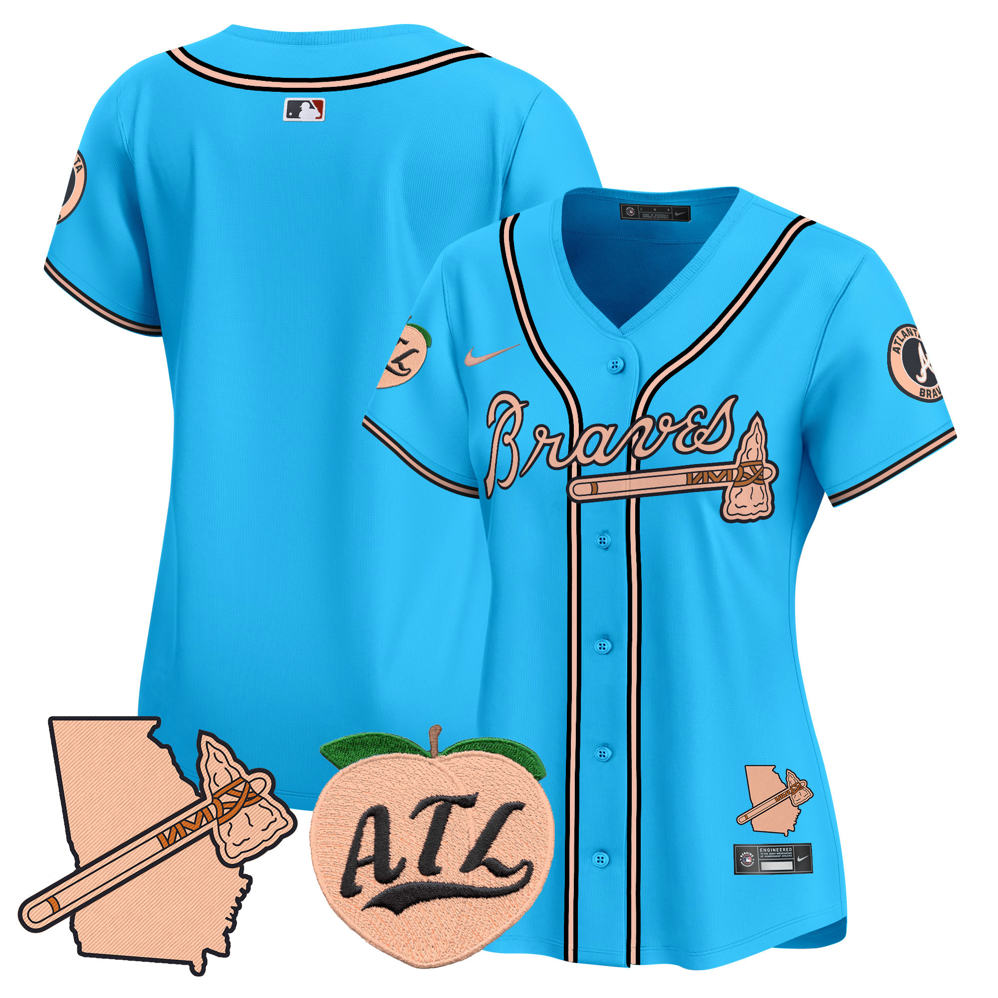 Women's Atlanta Braves Peach Vapor Premier Limited Jersey - All Stitched