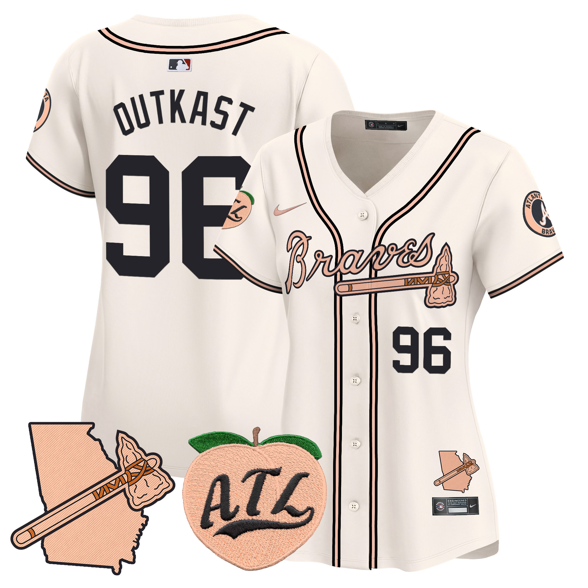 Women's Atlanta Braves Peach Vapor Premier Limited Jersey - All Stitched