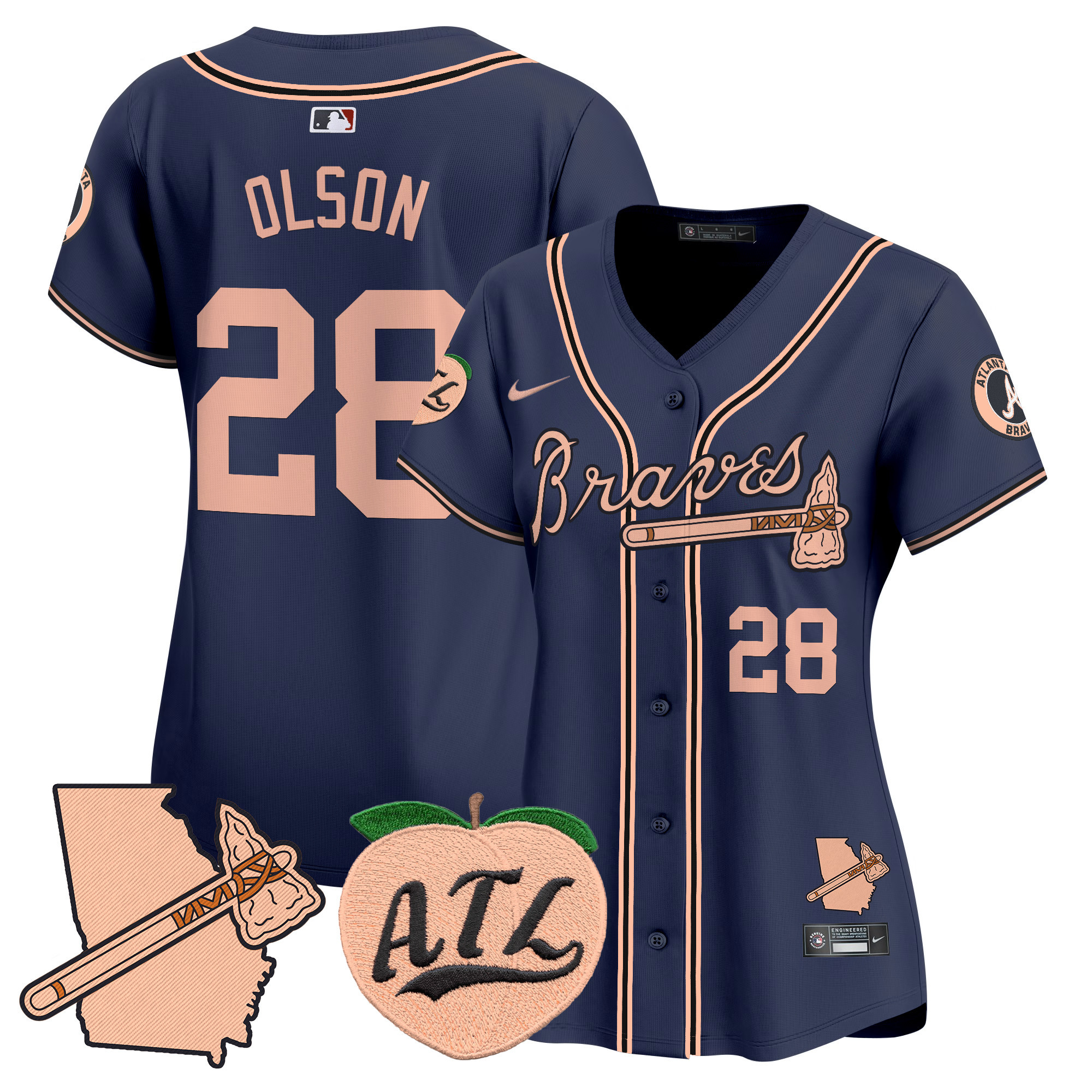 Women's Atlanta Braves Peach Vapor Premier Limited Jersey - All Stitched