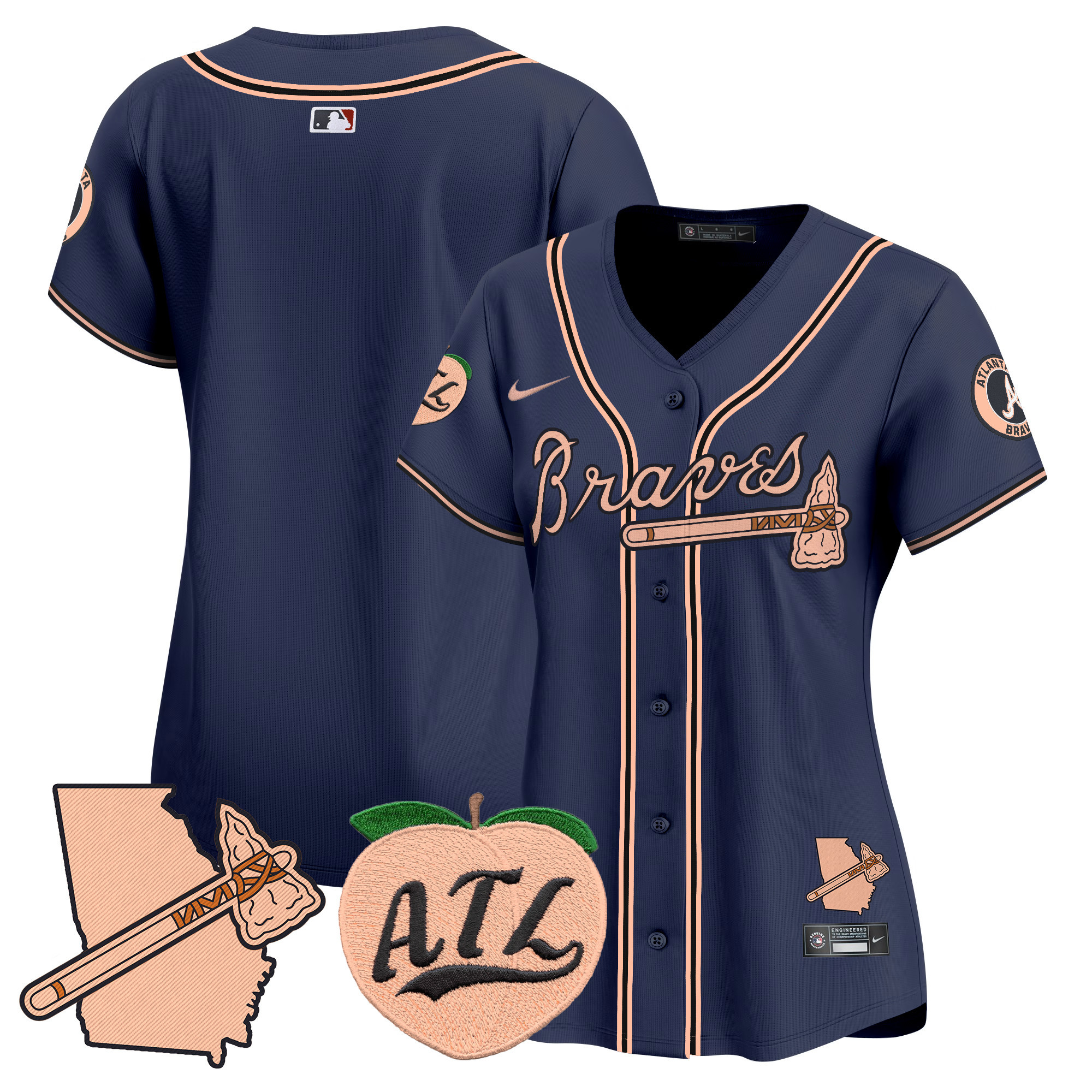Women's Atlanta Braves Peach Vapor Premier Limited Jersey - All Stitched