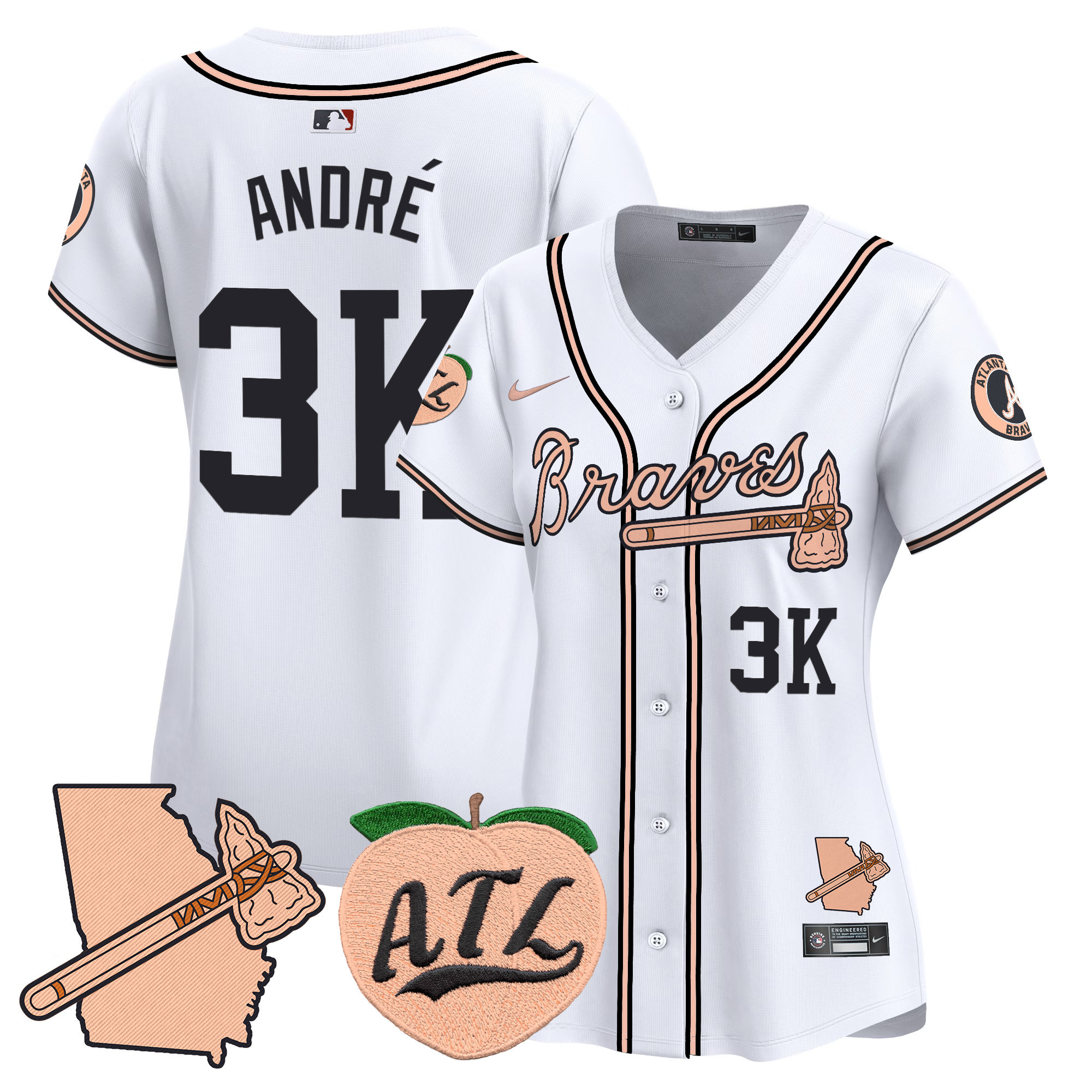 Women's Atlanta Braves Peach Vapor Premier Limited Jersey - All Stitched