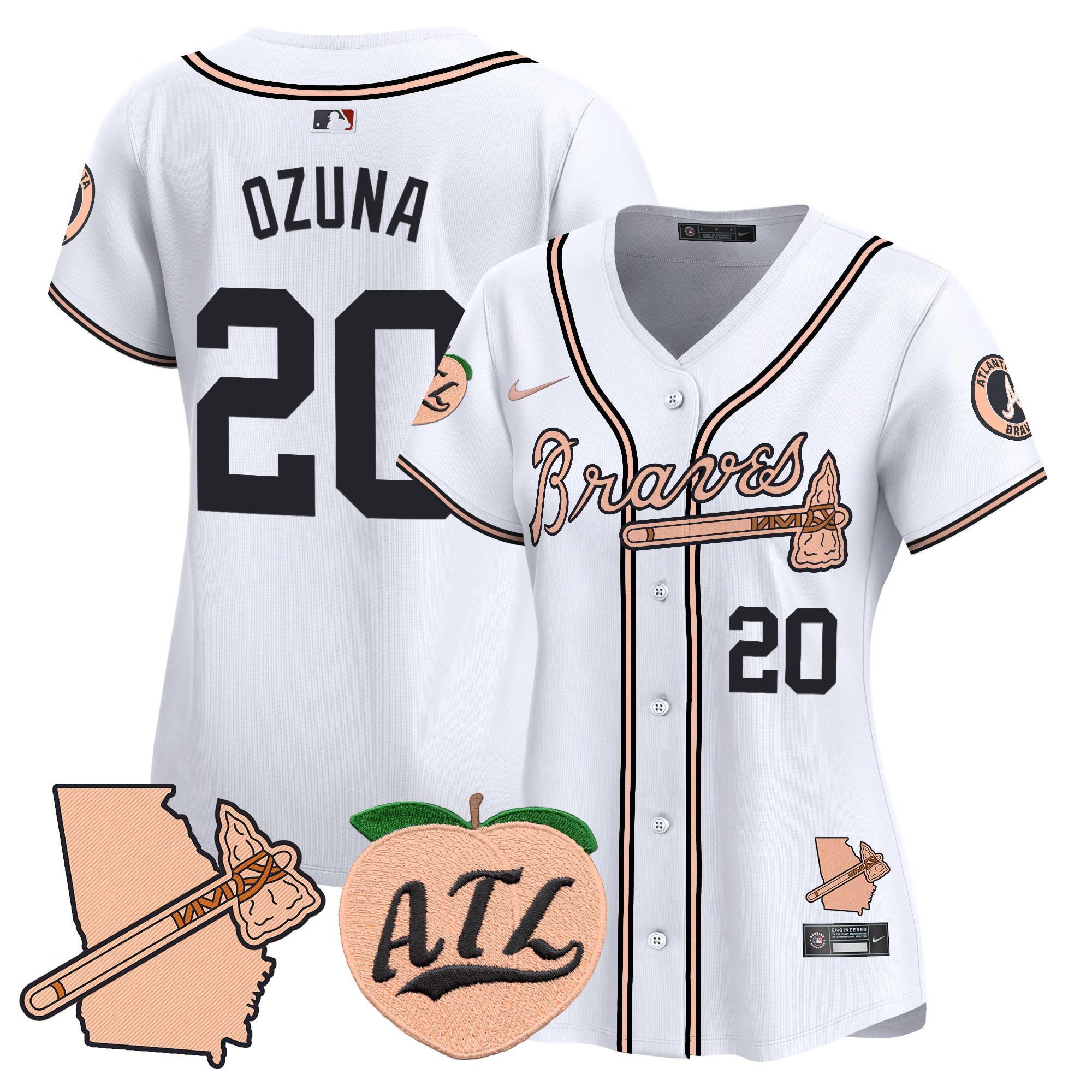 Women's Atlanta Braves Peach Vapor Premier Limited Jersey - All Stitched