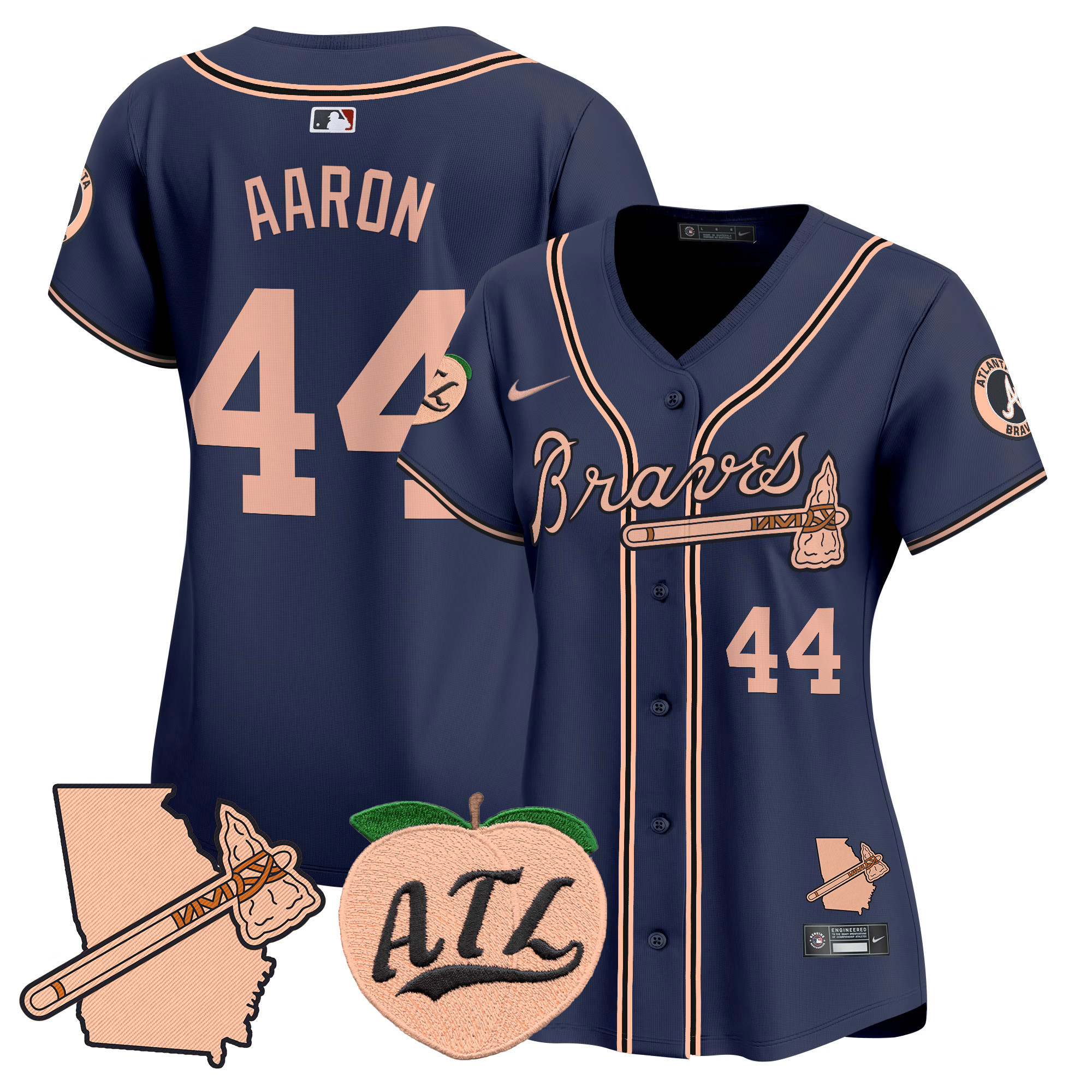 Women's Atlanta Braves Peach Vapor Premier Limited Jersey - All Stitched