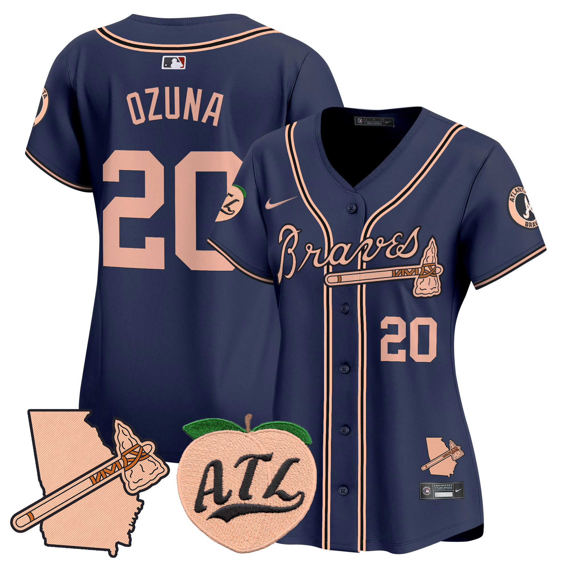 Women's Atlanta Braves Peach Vapor Premier Limited Jersey - All Stitched