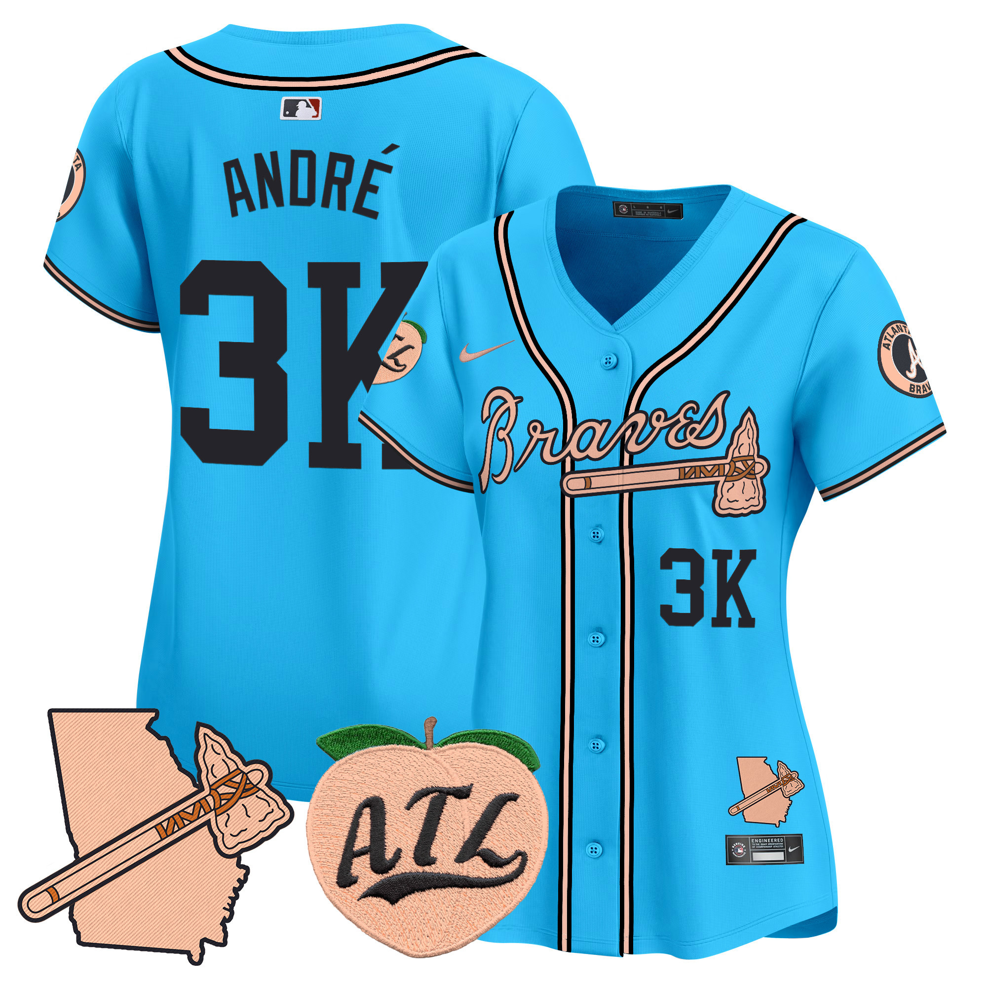 Women's Atlanta Braves Peach Vapor Premier Limited Jersey - All Stitched