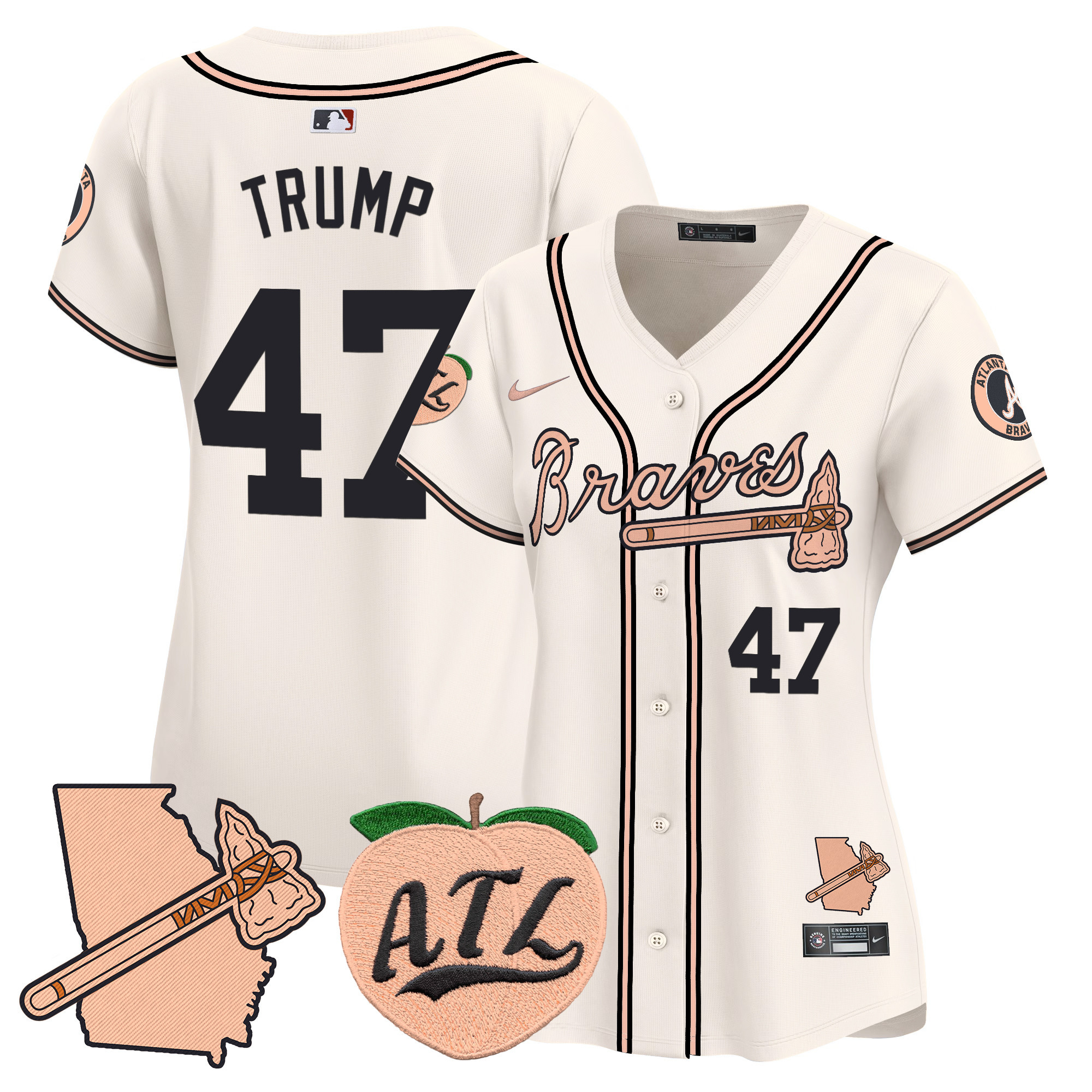 Women's Atlanta Braves Peach Vapor Premier Limited Jersey - All Stitched