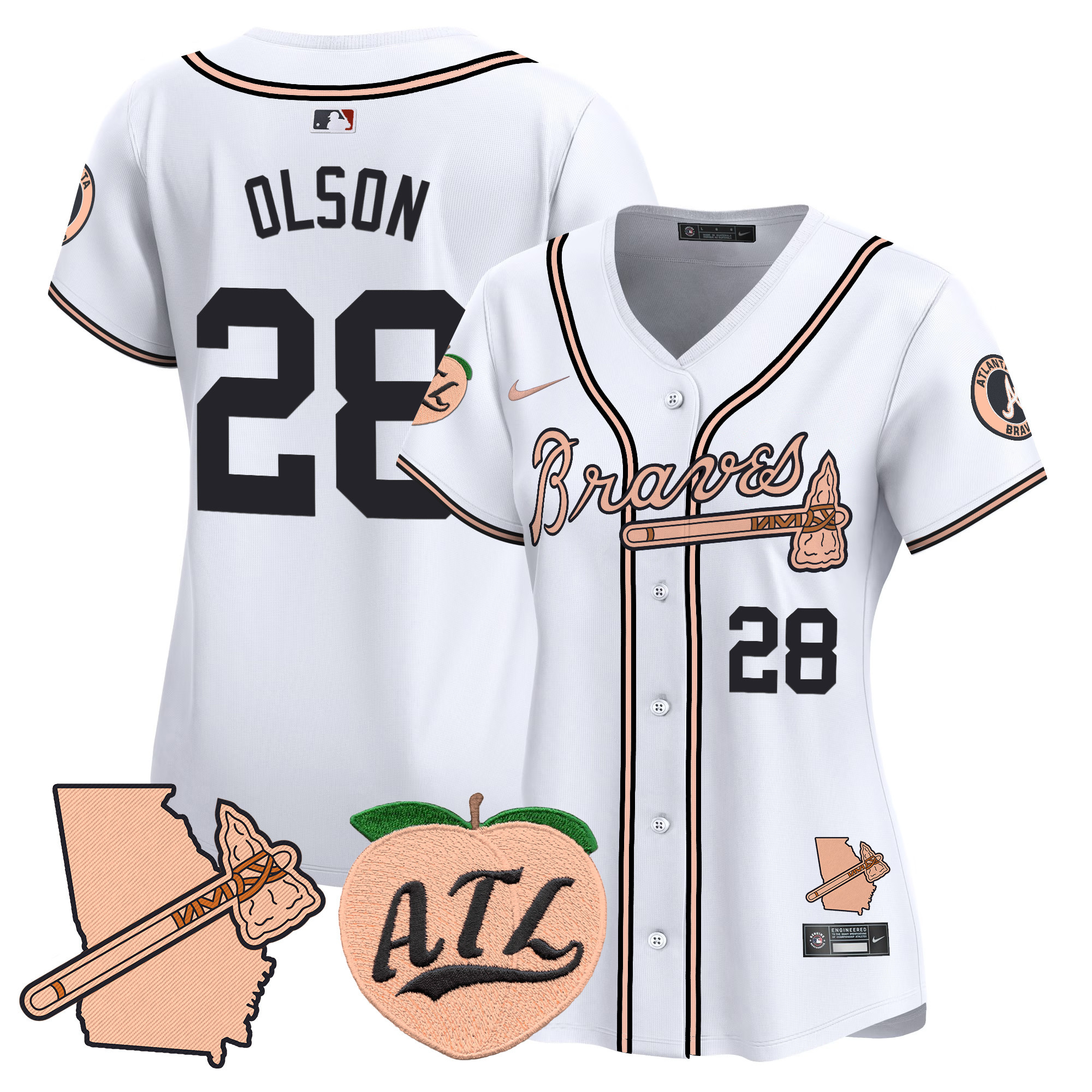 Women's Atlanta Braves Peach Vapor Premier Limited Jersey - All Stitched