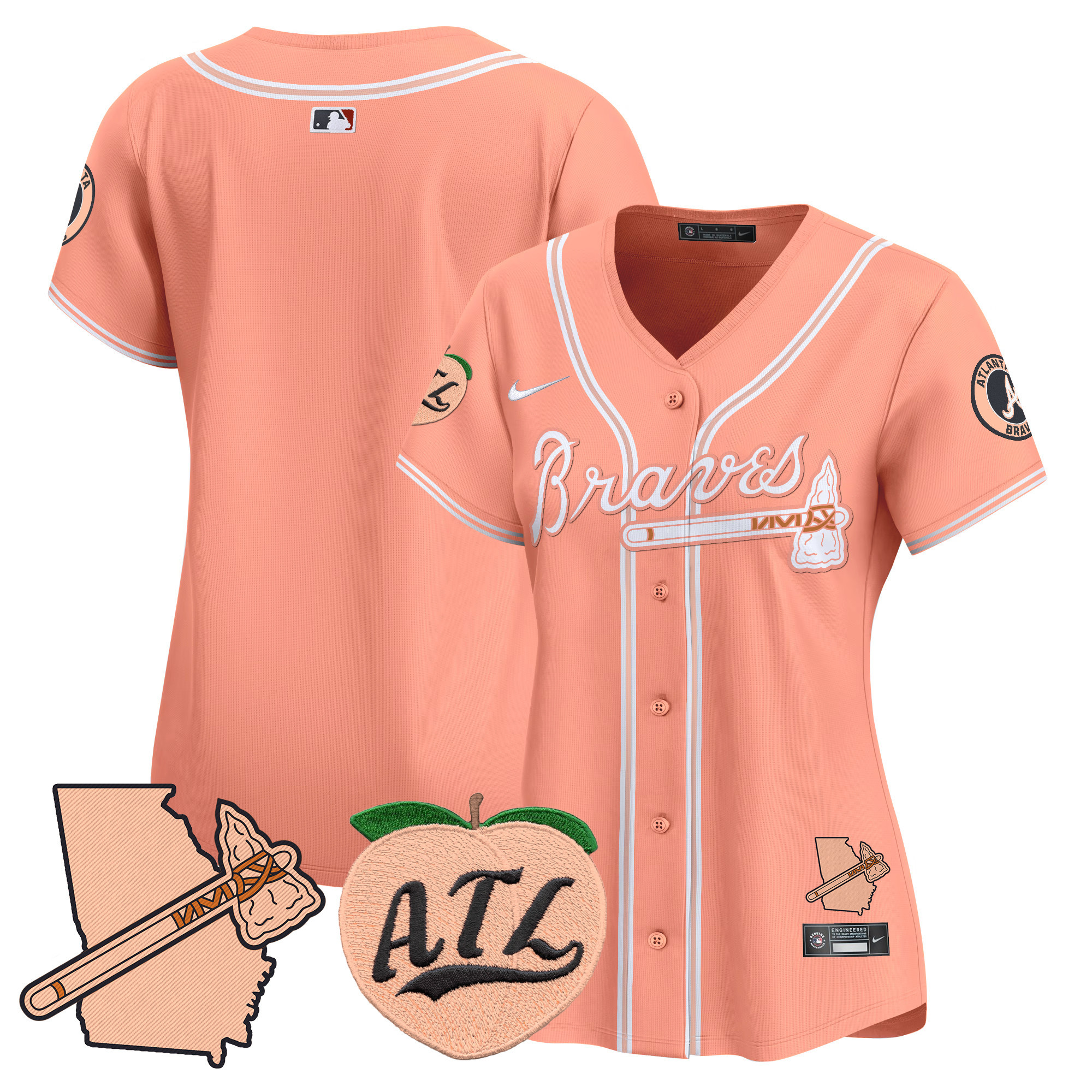 Women's Atlanta Braves Peach Vapor Premier Limited Jersey - All Stitched