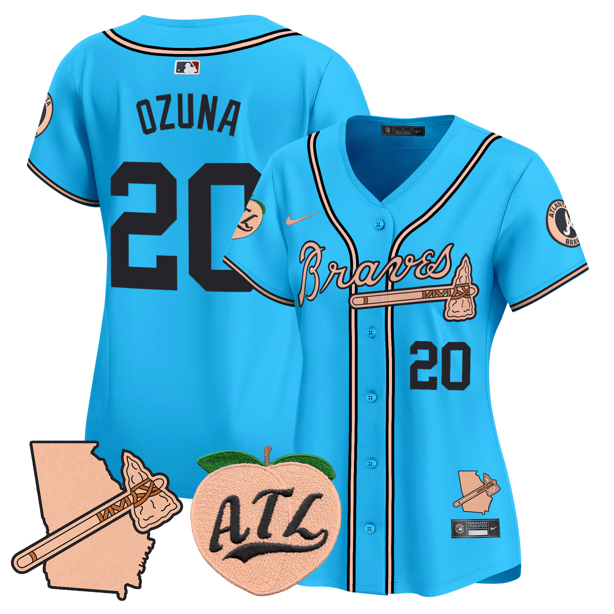 Women's Atlanta Braves Peach Vapor Premier Limited Jersey - All Stitched